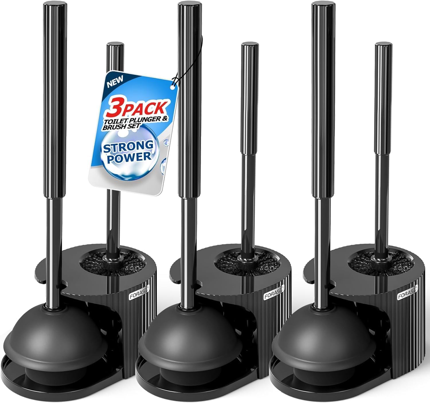 FORASTO 2 in 1 Toilet Plunger and Brush Set,Extended Handle Plunger,Toilet Bowl - View 2