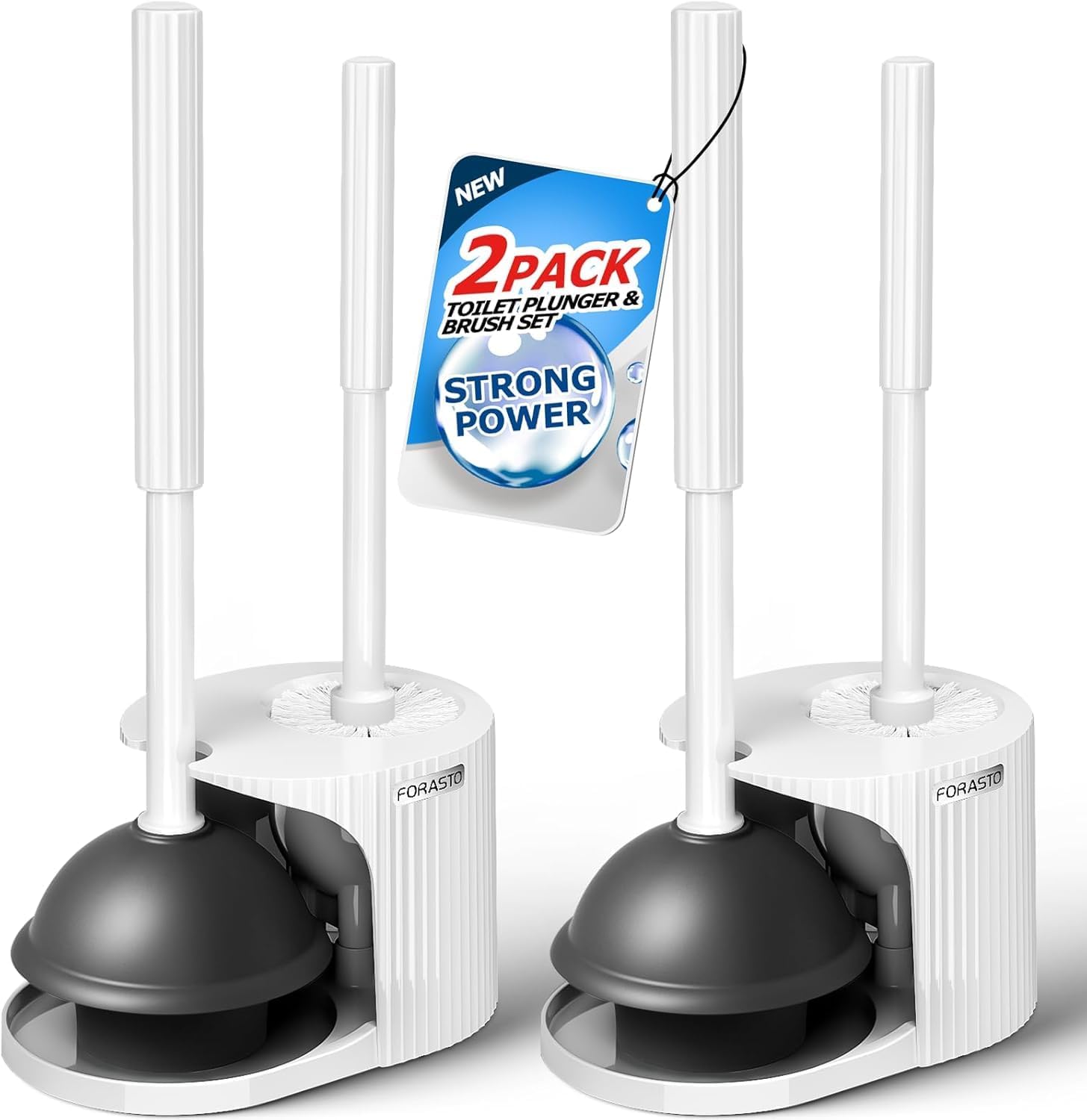 FORASTO 2 in 1 Toilet Plunger and Brush Set,Extended Handle Plunger,Toilet Bowl - View 4