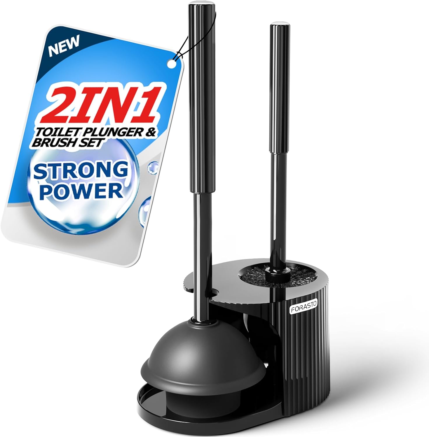 FORASTO 2 in 1 Toilet Plunger and Brush Set,Extended Handle Plunger,Toilet Bowl - View 6