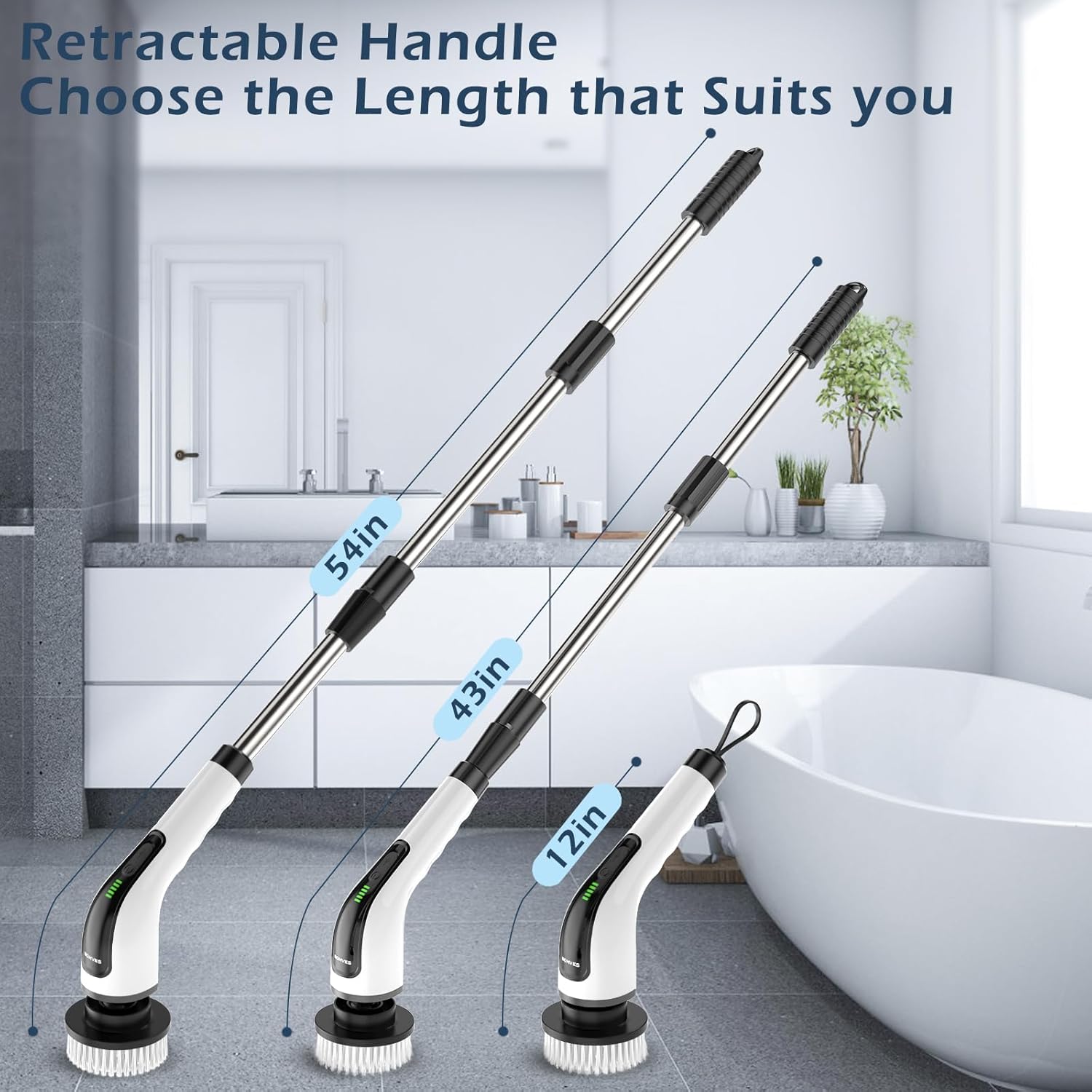 Bomves Electric Spin Scrubber, Cordless Cleaning Brush Scrubber for Home, 8 - View 2