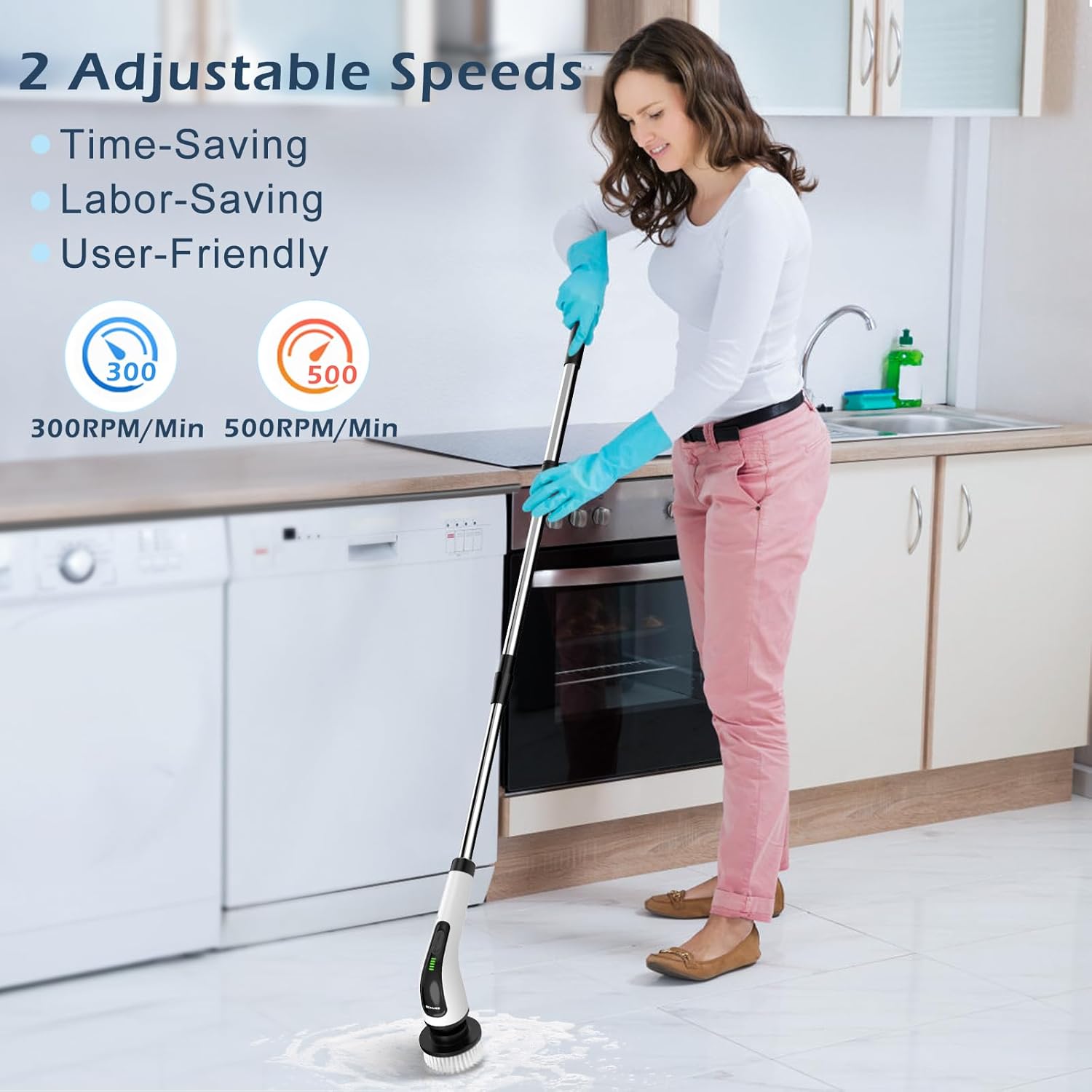 Bomves Electric Spin Scrubber, Cordless Cleaning Brush Scrubber for Home, 8 - View 5
