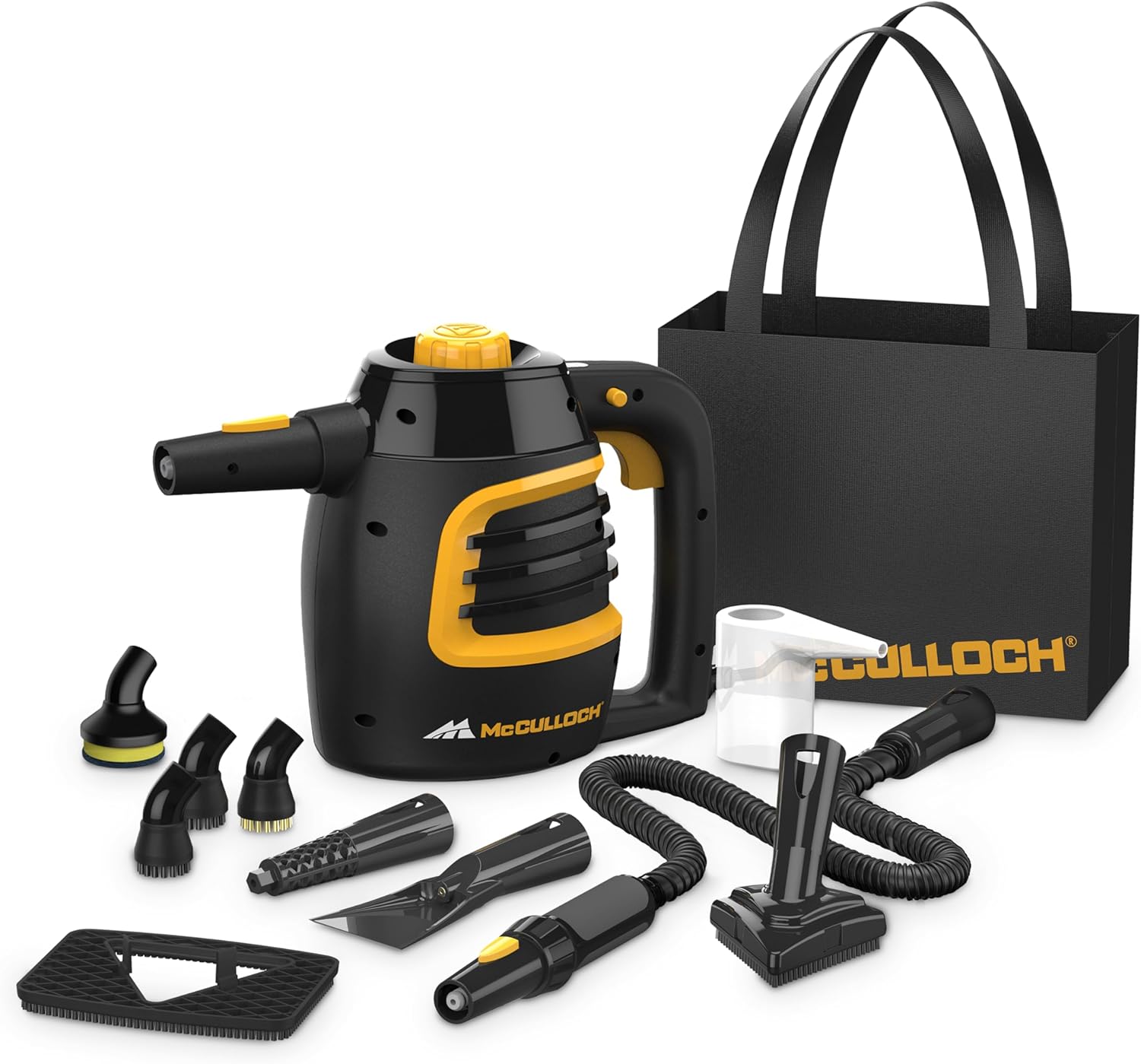 McCulloch MC1385 Deluxe Canister Steam Cleaner, 2-Hour Runtime, Chemical-Free,