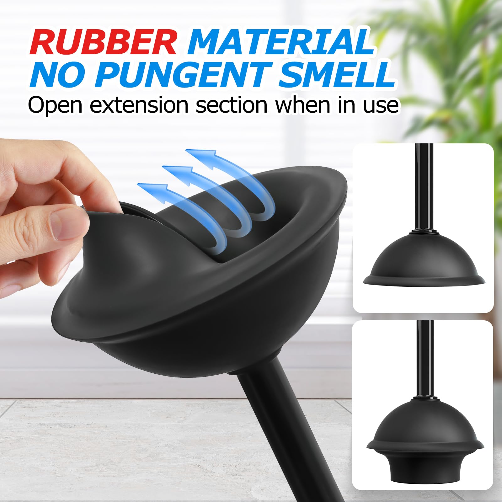 FORASTO 2 in 1 Toilet Plunger and Brush Set，Extended Handle Plunger，Toilet Bowl Brush Plunger Set, Bathroom Cleaning Tools ，Toilet Brush Plunger Combo detail view 4