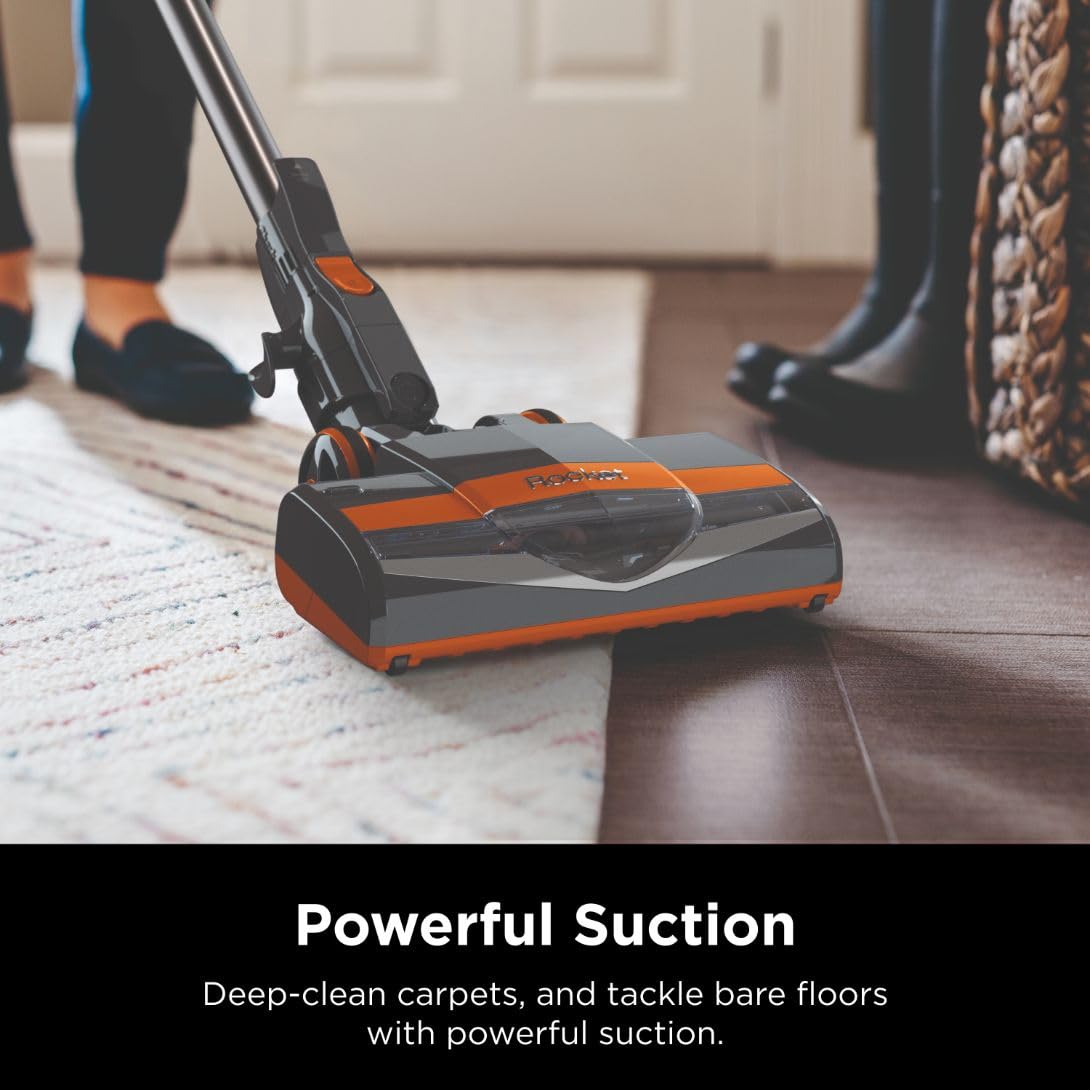 Shark Rocket Ultra-Light Corded Bagless Vacuum for Carpet and Hard Floor Cleaning with Swivel Steering (HV301), Gray/Orange detail view 2
