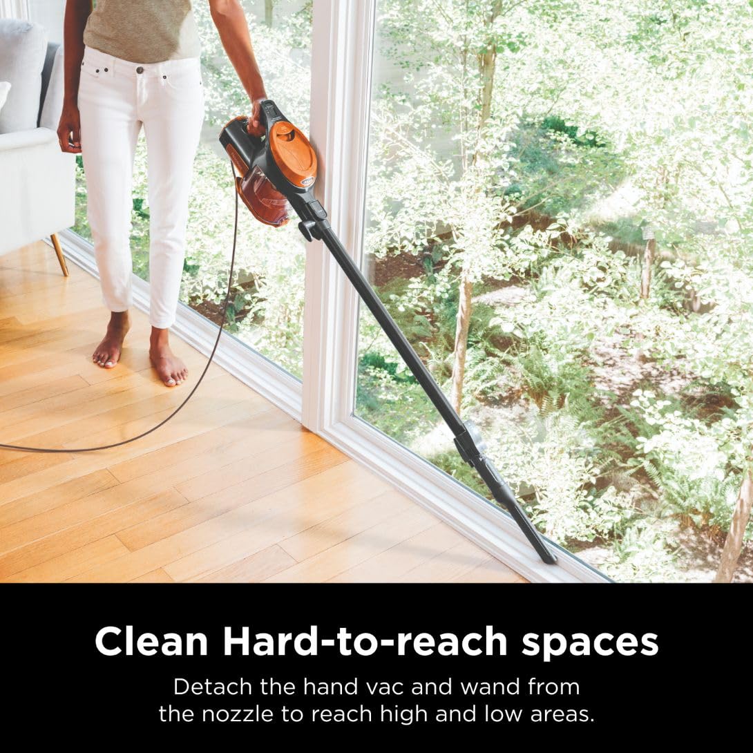 Shark Rocket Ultra-Light Corded Bagless Vacuum for Carpet and Hard Floor Cleaning with Swivel Steering (HV301), Gray/Orange detail view 3