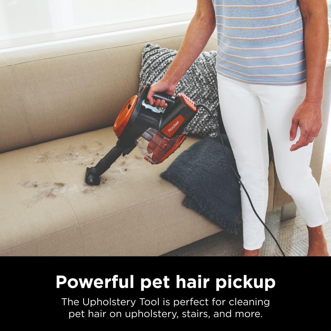 Shark Rocket Ultra-Light Corded Bagless Vacuum for Carpet and Hard Floor Cleaning with Swivel Steering (HV301), Gray/Orange detail view 5