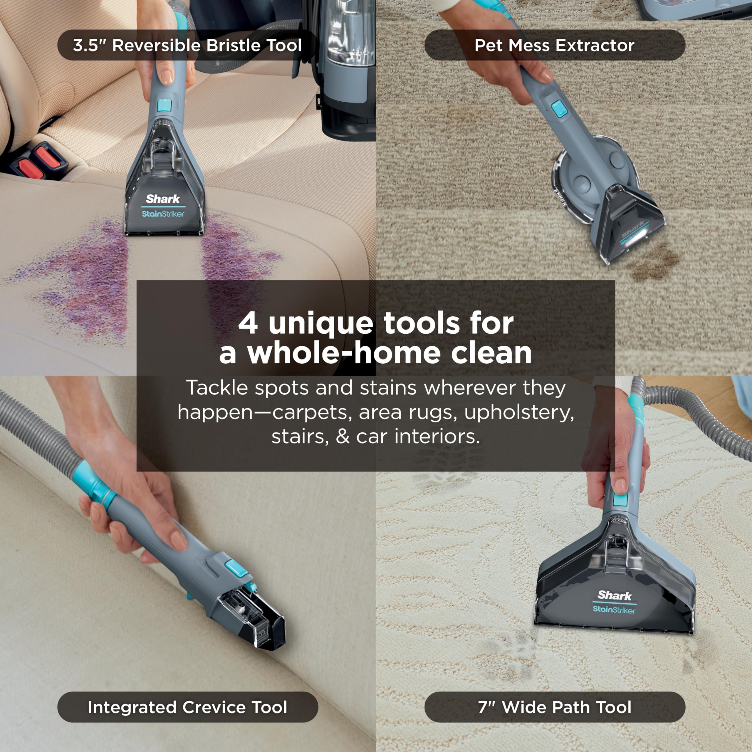Shark StainStriker Portable Carpet Upholstery & Area Rug Cleaner, Stain & Odor Remover, Perfect for Car Interiors, Nordic Blue, PX202BRN detail view 3