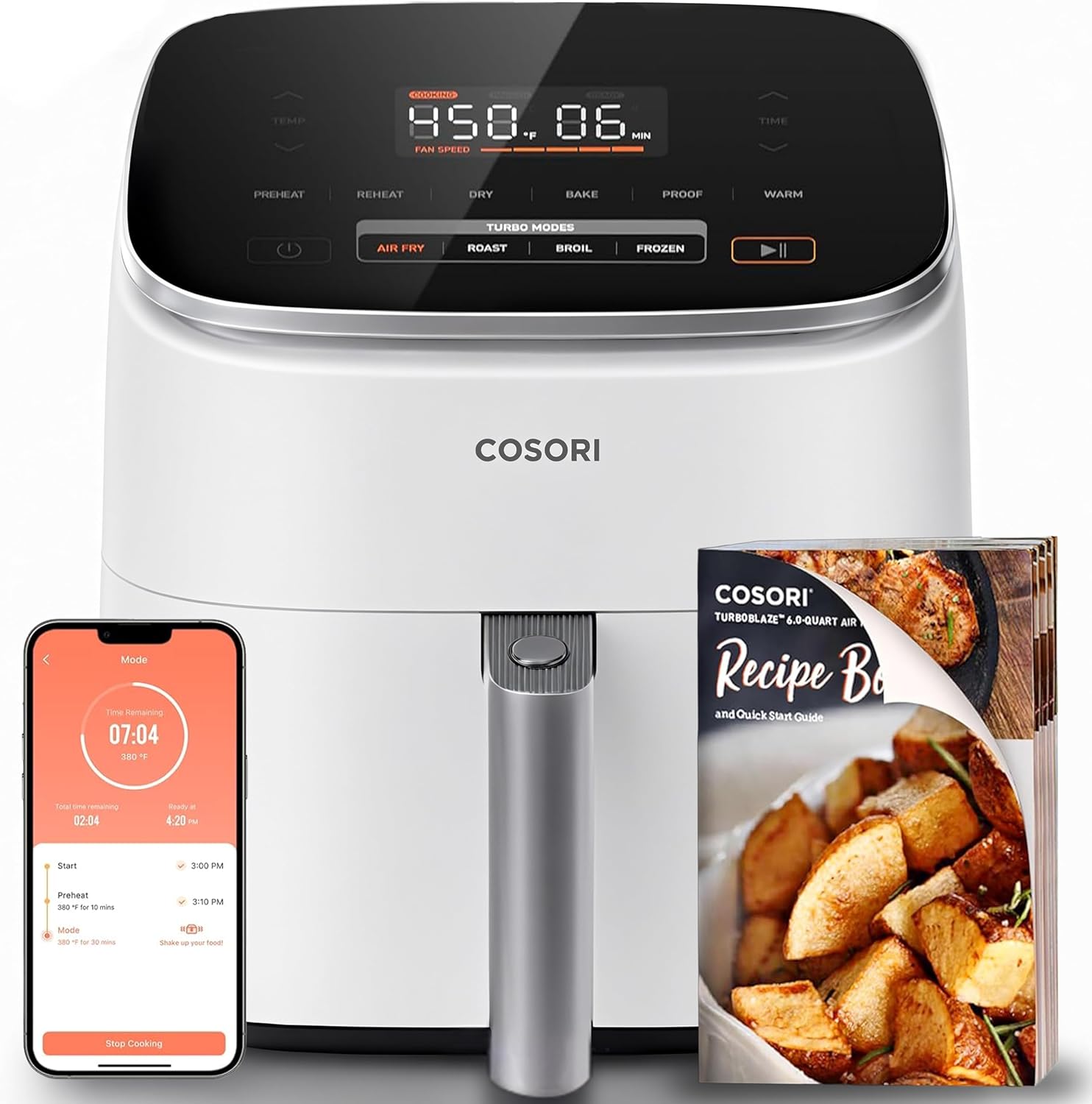 Cosori 9-in-1 TurboBlaze Air Fryer 6 Qt, PFAS-Free Ceramic Coating, 90°–450°F,