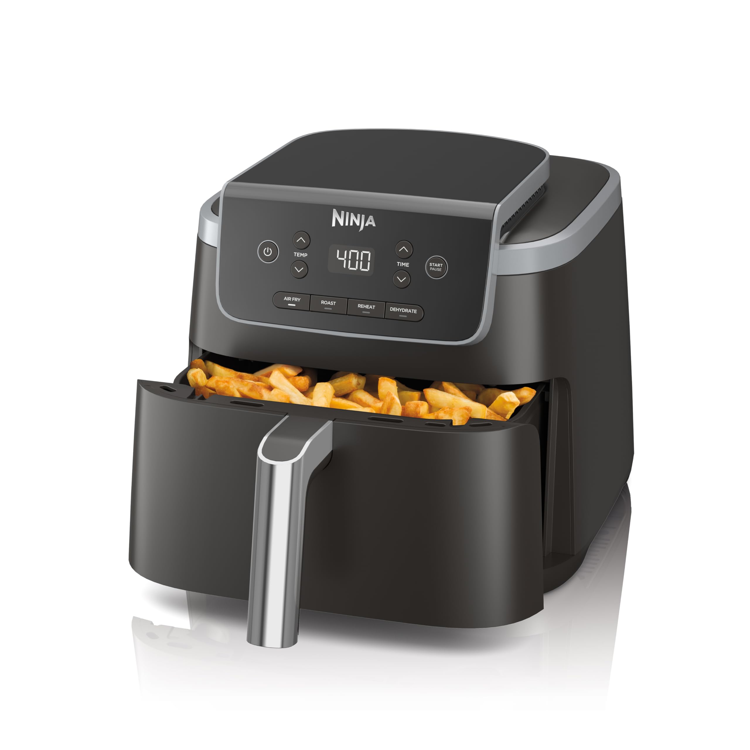 Ninja Air Fryer with Air Crisp | 5 QT Capacity fits up to 4lbs of Fries | 4-in-1 Pro Air Fry, Roast, Reheat, Dehydrate | 400°F Max Temp | 1750 Watts |