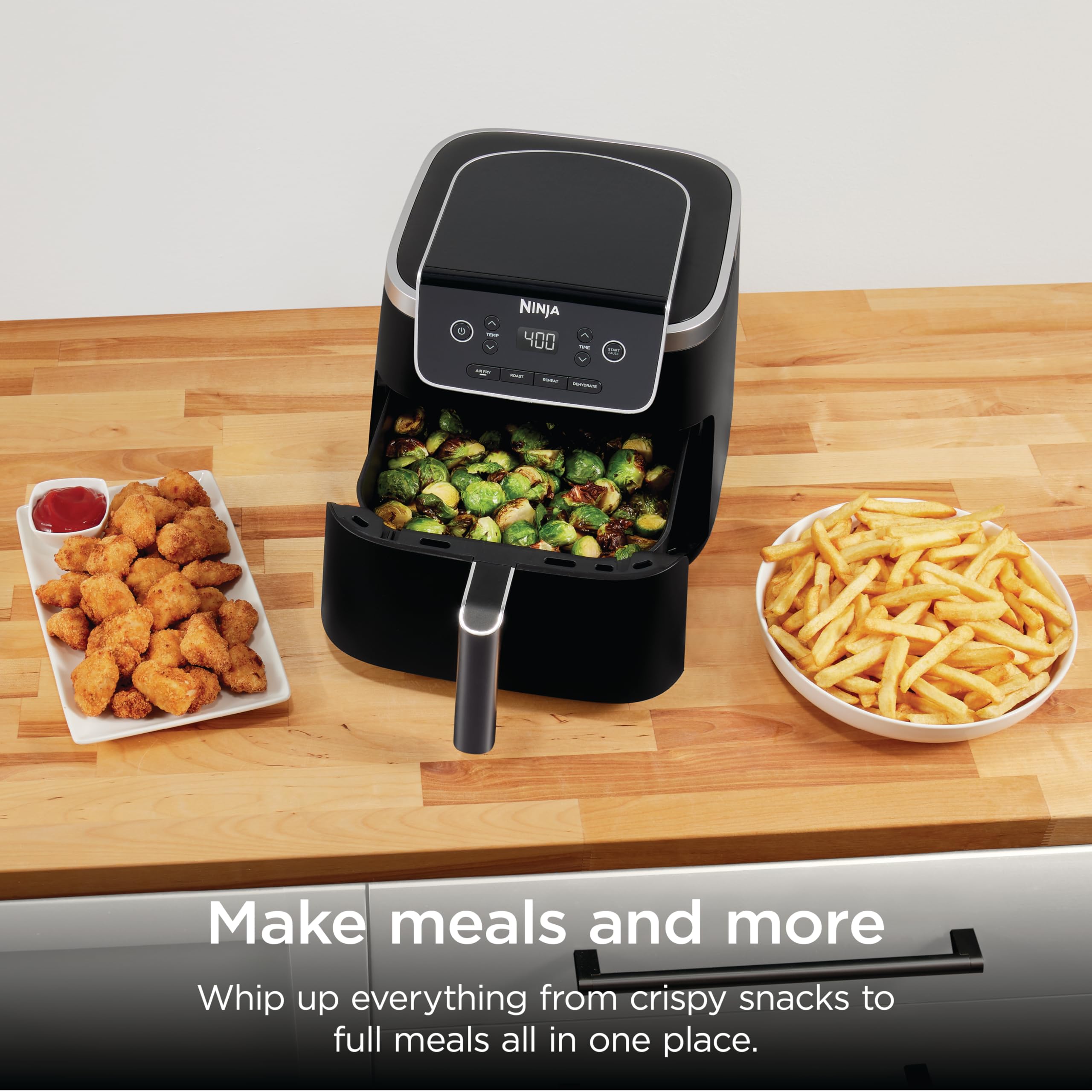 Ninja Air Fryer with Air Crisp | 5 QT Capacity fits up to 4lbs of Fries | 4-in-1 Pro Air Fry, Roast, Reheat, Dehydrate | 400°F Max Temp | 1750 Watts | detail view 5