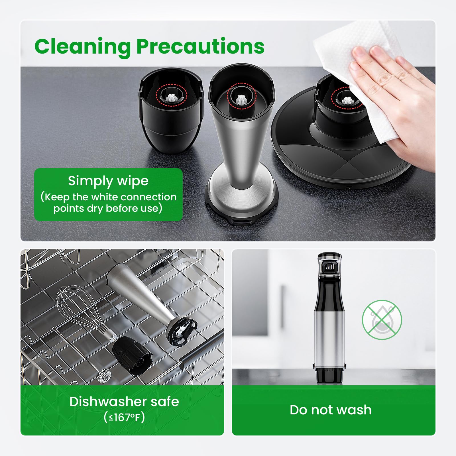 Turelar Immersion Blender Handheld Corded Hand Blenders Set 1100W, Trigger Variable Speed 5 in 1 Stick Emulsifier with Chopper, Whisk and Frother for detail view 5