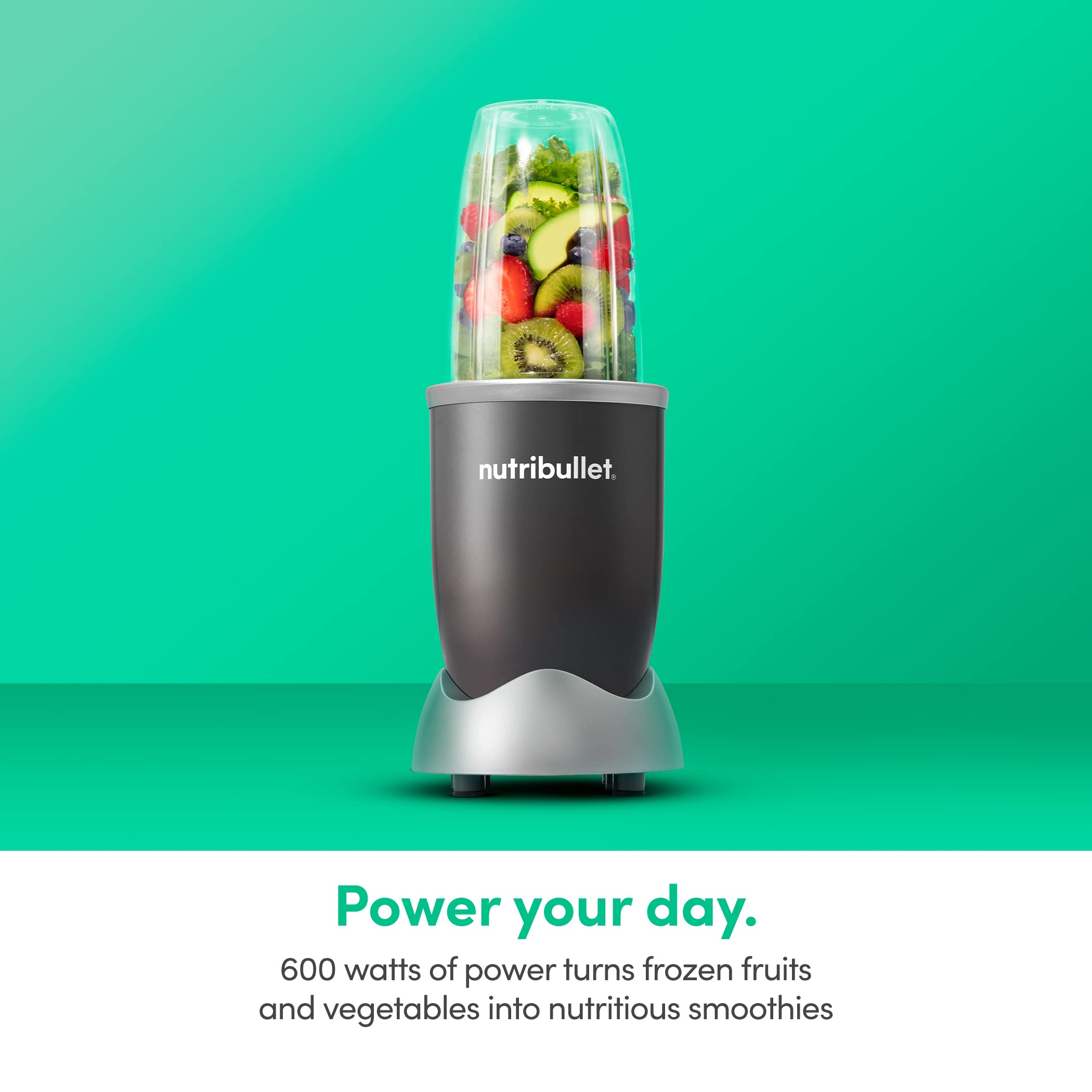 Nutribullet Personal Blender, Shakes, Smoothies, Food Prep, and Frozen Blending, 24 Ounces, 600 Watt, Dark Gray, NBR-0601WM detail view 3