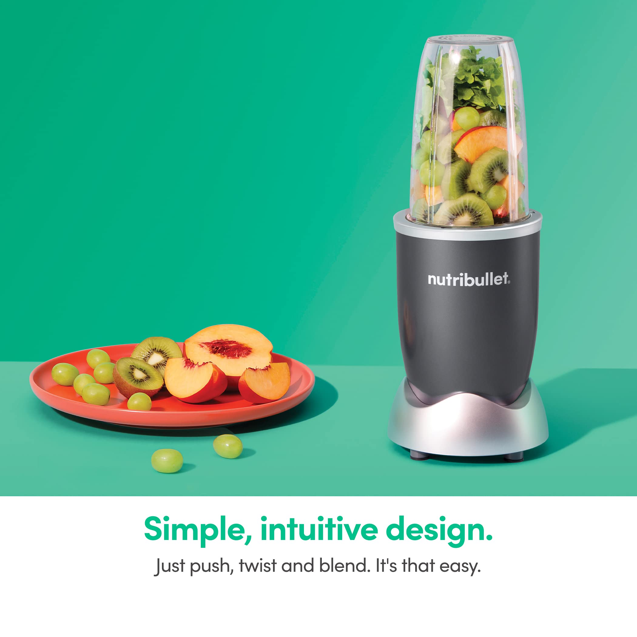 Nutribullet Personal Blender, Shakes, Smoothies, Food Prep, and Frozen Blending, 24 Ounces, 600 Watt, Dark Gray, NBR-0601WM detail view 5
