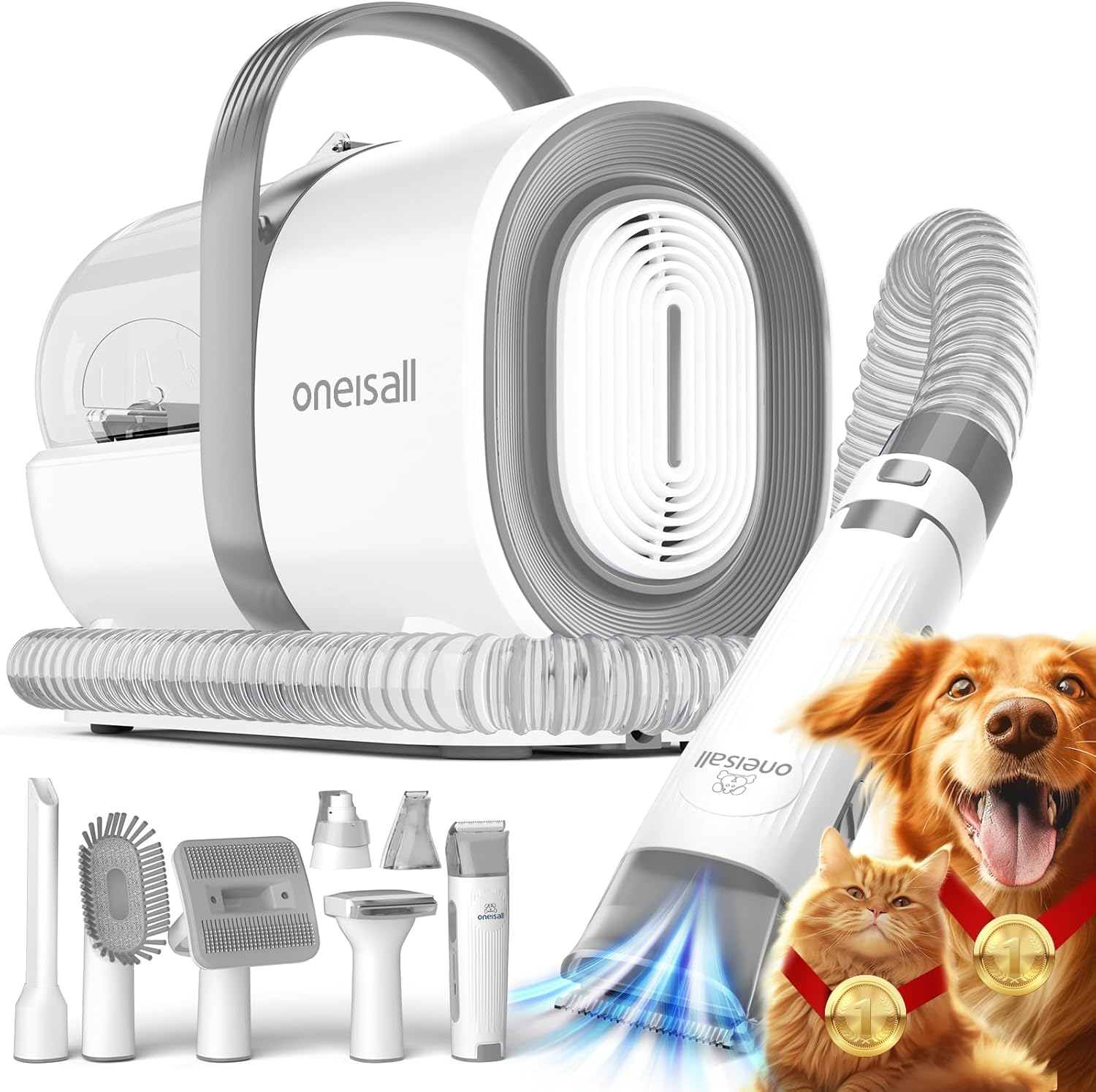 oneisall Dog Grooming Vacuum, Pet Grooming Vacuum with Clipper Nail Grinder,