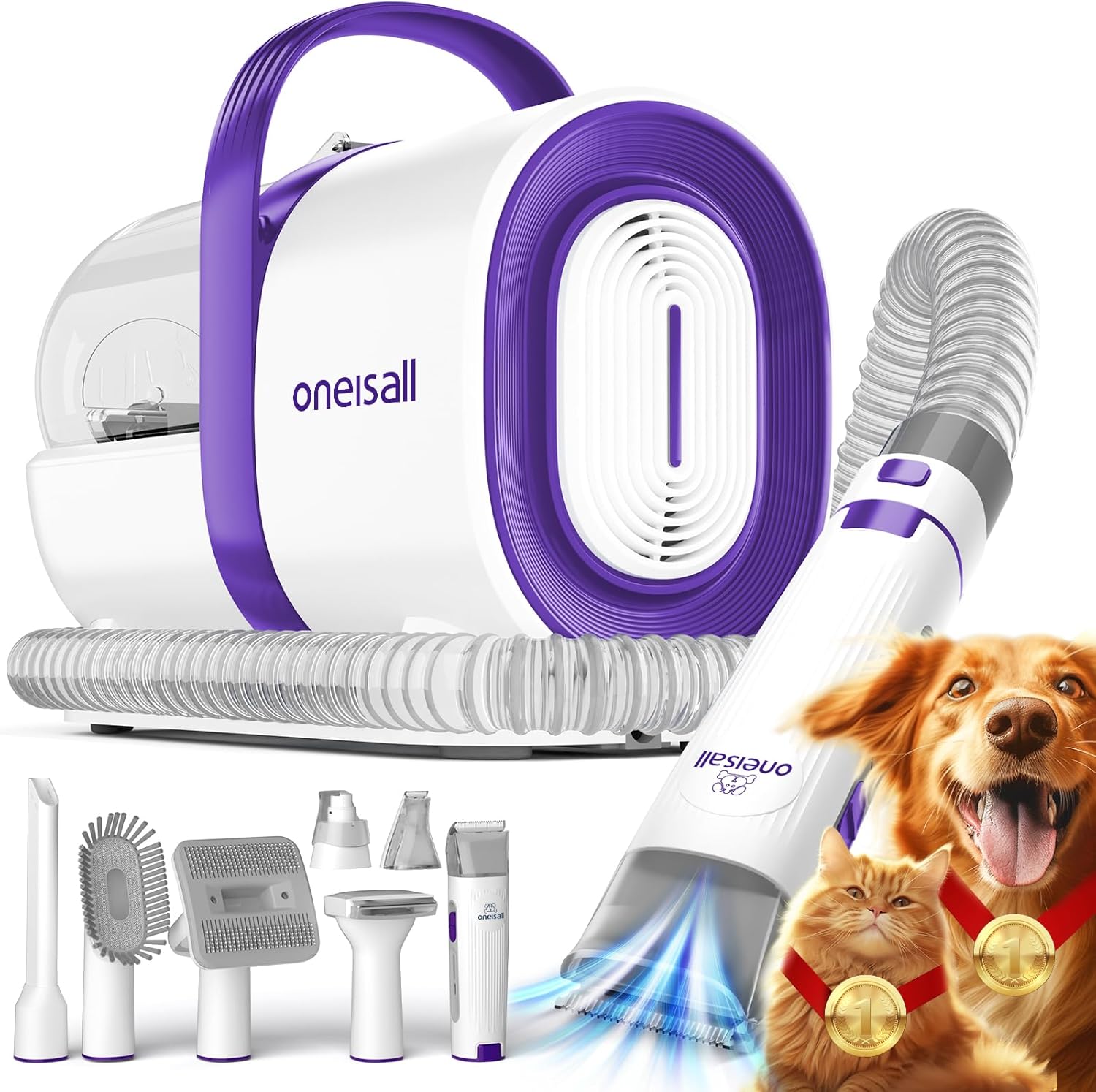 oneisall Dog Grooming Vacuum, Pet Grooming Vacuum with Clipper Nail Grinder, - View 3