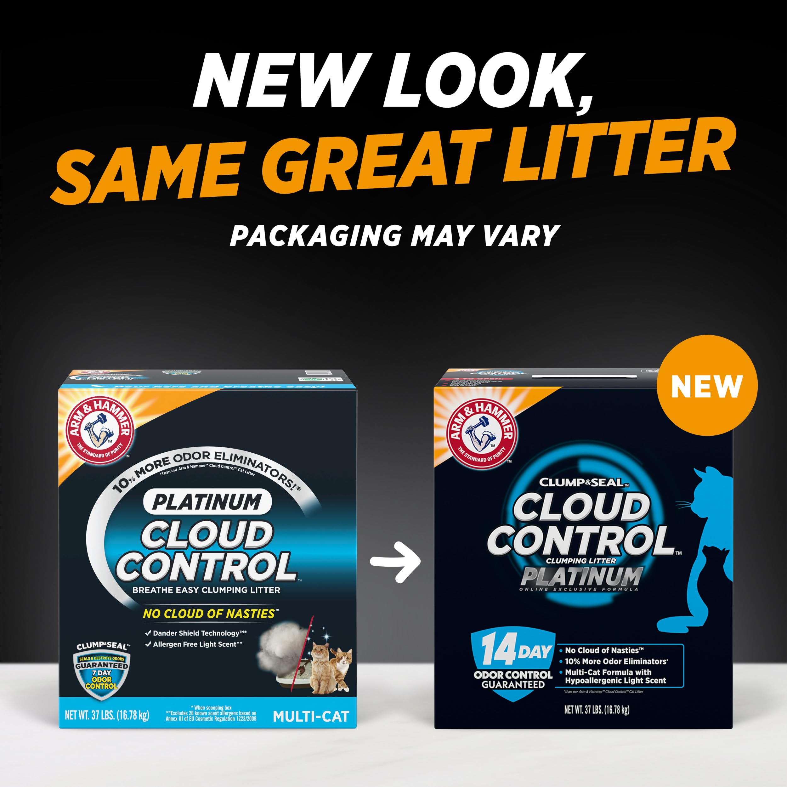 ARM & HAMMER Cloud Control Platinum Cat Litter, Multi-Cat Clumping Litter, Hypoallergenic and Dust-Free, 14-Day Odor Control, 37 lbs detail view 2
