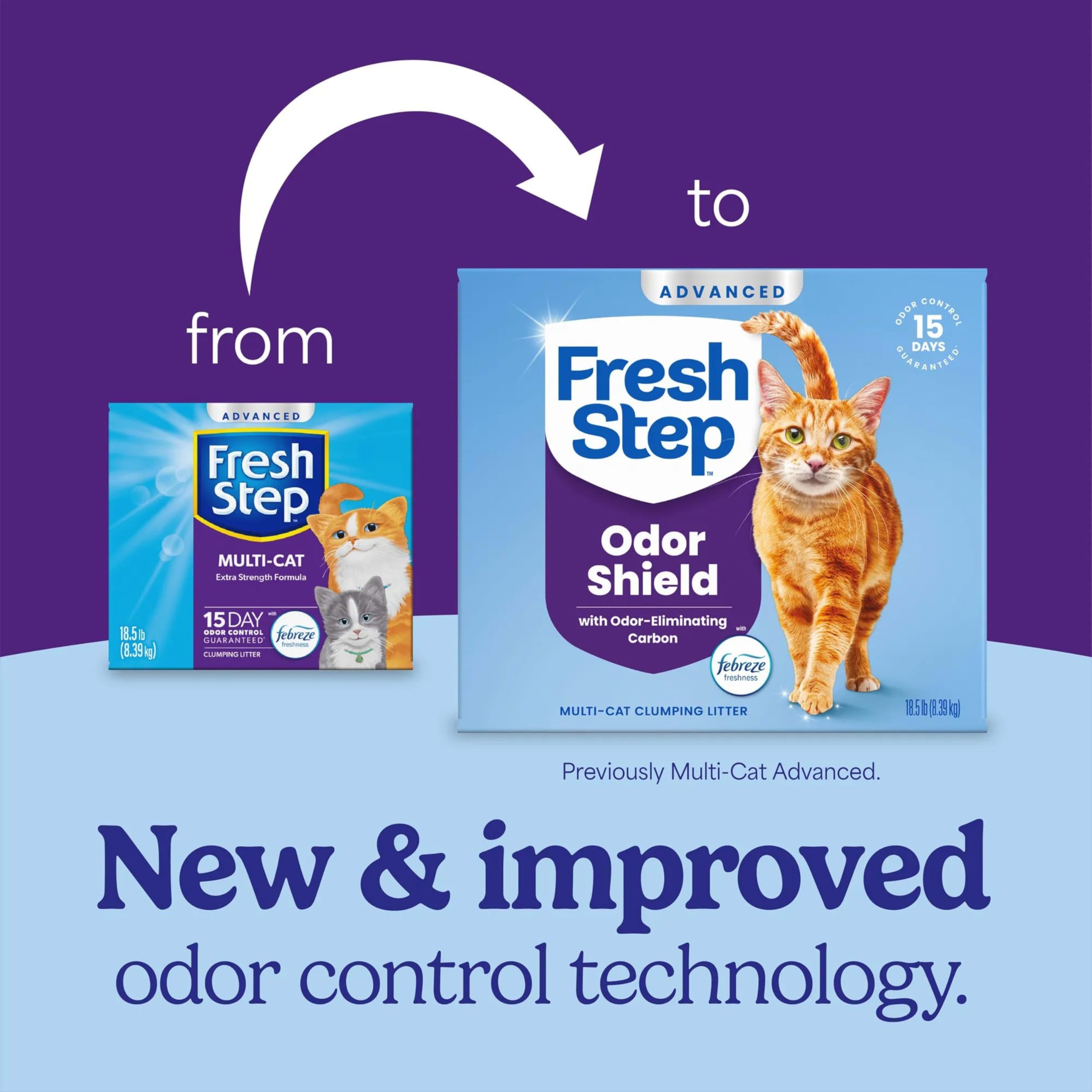 Fresh Step Advanced Odor Shield Multi Cat Clumping Litter with Febreze Freshness, Low Dust, Odor Control with Ammonia Block Tech, Compatible in Automa detail view 2
