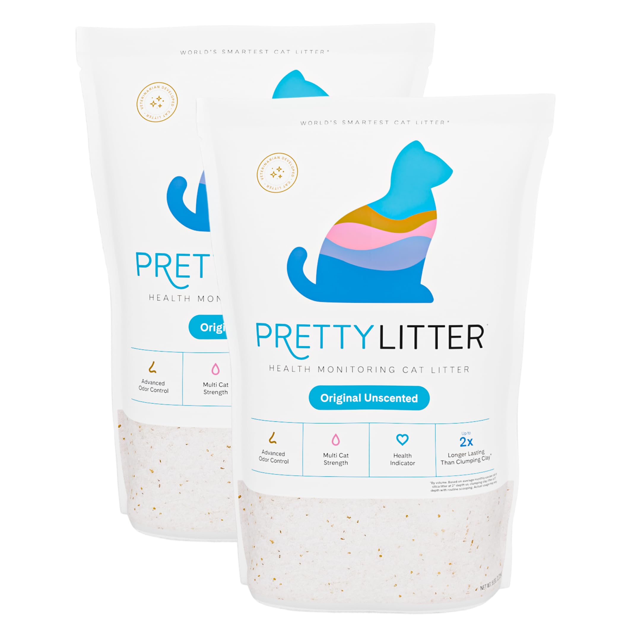 PrettyLitter Health Monitoring Cat Litter (Unscented, Non Clumping) | Lightweight & Low Tracking, Color Changing Silica Gel Crystals, Advanced Odor Co