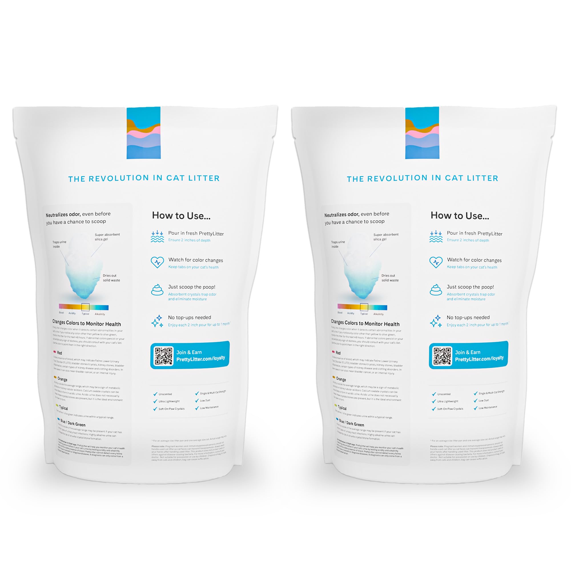 PrettyLitter Health Monitoring Cat Litter (Unscented, Non Clumping) | Lightweight & Low Tracking, Color Changing Silica Gel Crystals, Advanced Odor Co detail view 2