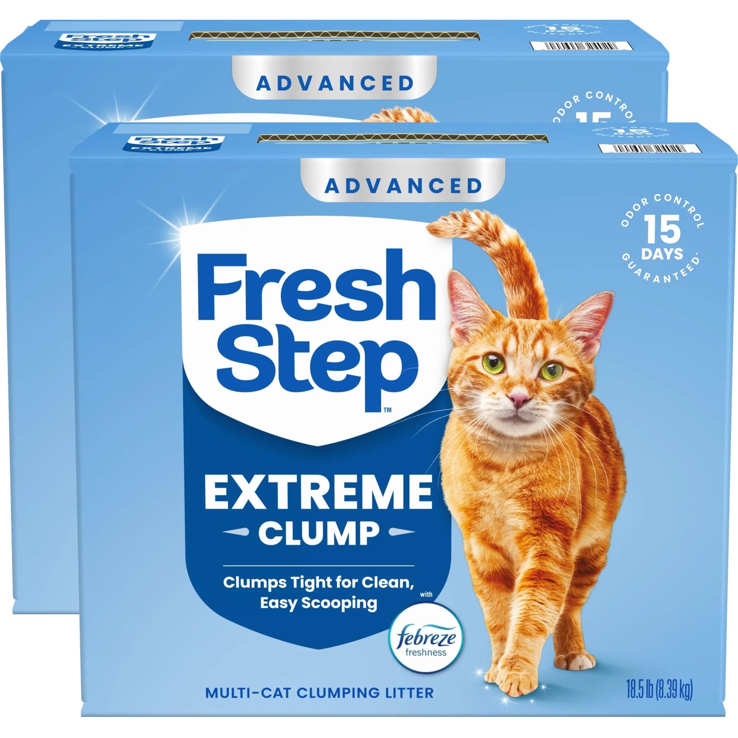 Fresh Step Advanced Extreme Multi Cat Clumping Litter with Febreze Freshness, Low Dust, Odor Control with Ammonia Block Tech, Compatible in Automatic
