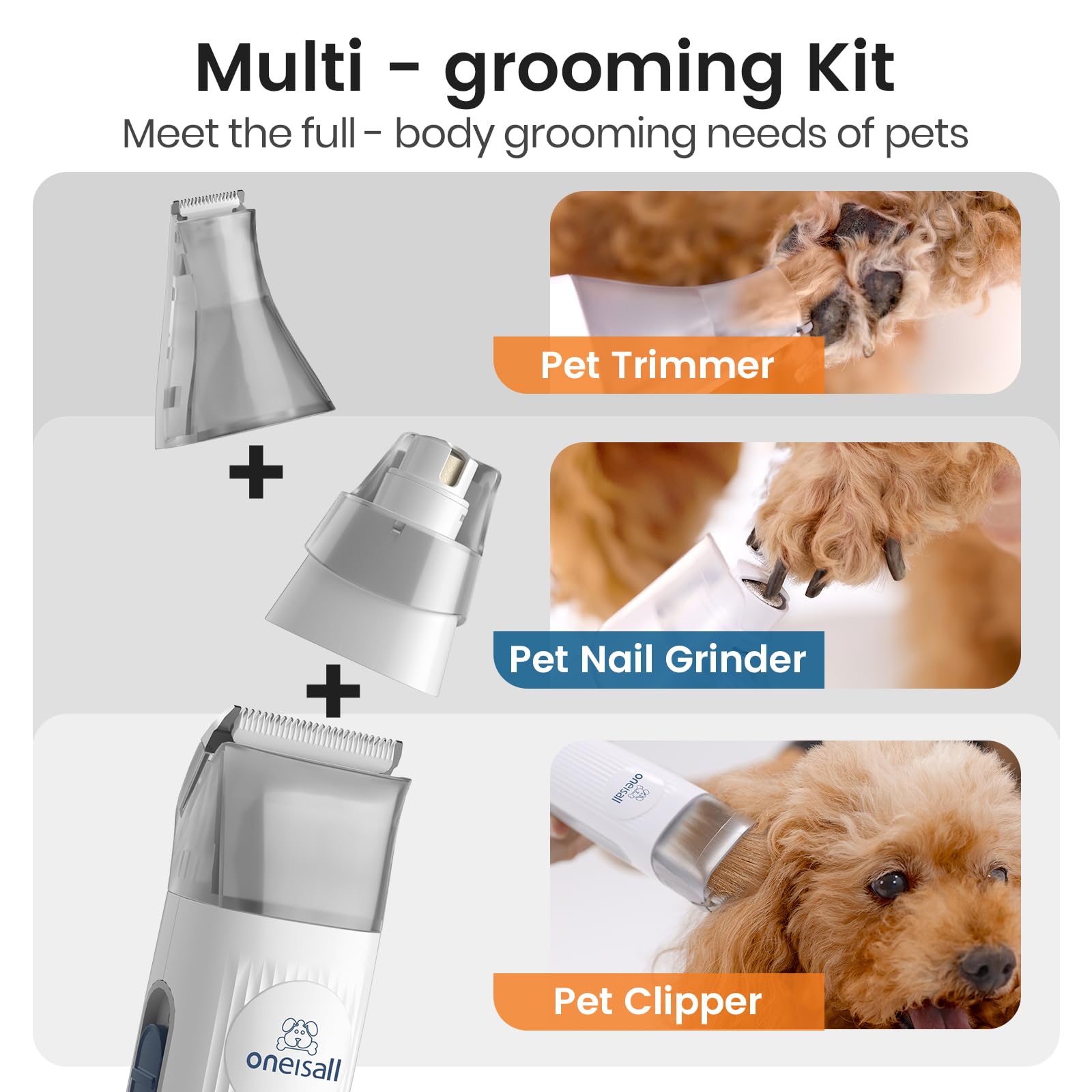 oneisall Dog Grooming Vacuum, Pet Grooming Vacuum with Clipper Nail Grinder, 1.5L Dust Cup Dog deshedding Brush with 7 Tools for Shedding Pet Hair, Ho detail view 5