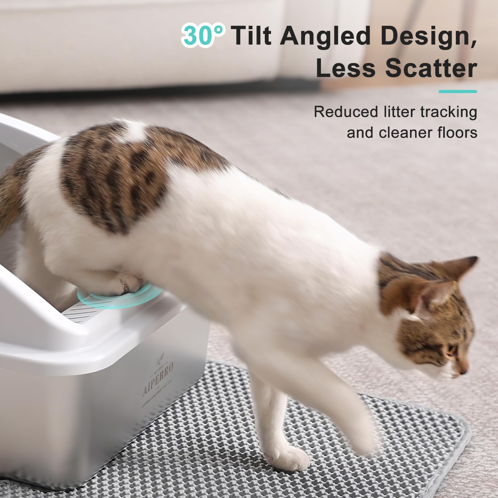 Stainless Steel Litter Box | XL Enclosed Cat Litter Boxes with Lid for Big Cats | High Sided, Anti-Urine Leakage | Non-Stick Bottom & Includes Litter detail view 3
