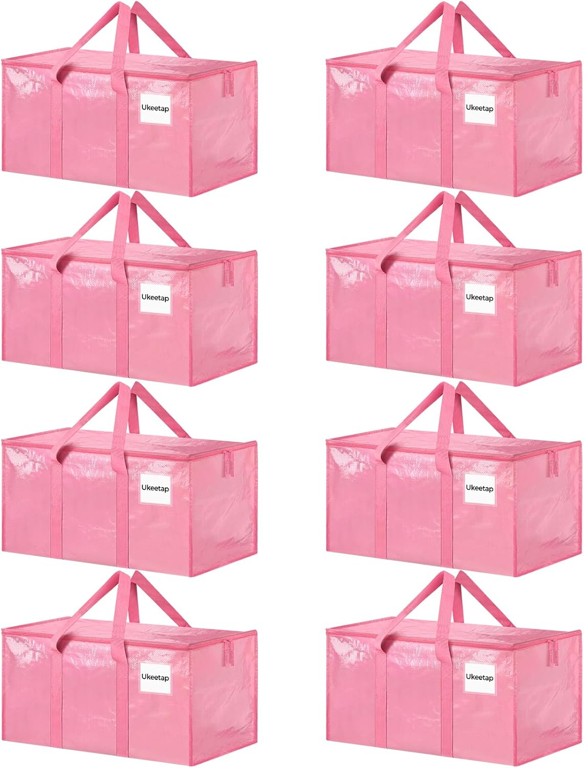 8 Pack Extra Large Heavy Duty Moving Bags, Clear Storage Bins with Lids, - View 6