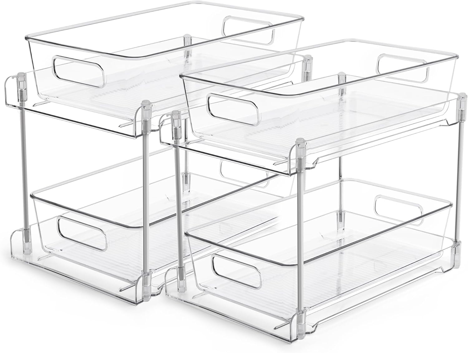 Vtopmart 4 Pack Bathroom Organizer, 2 Tier Clear Under Sink Organizers Vanity