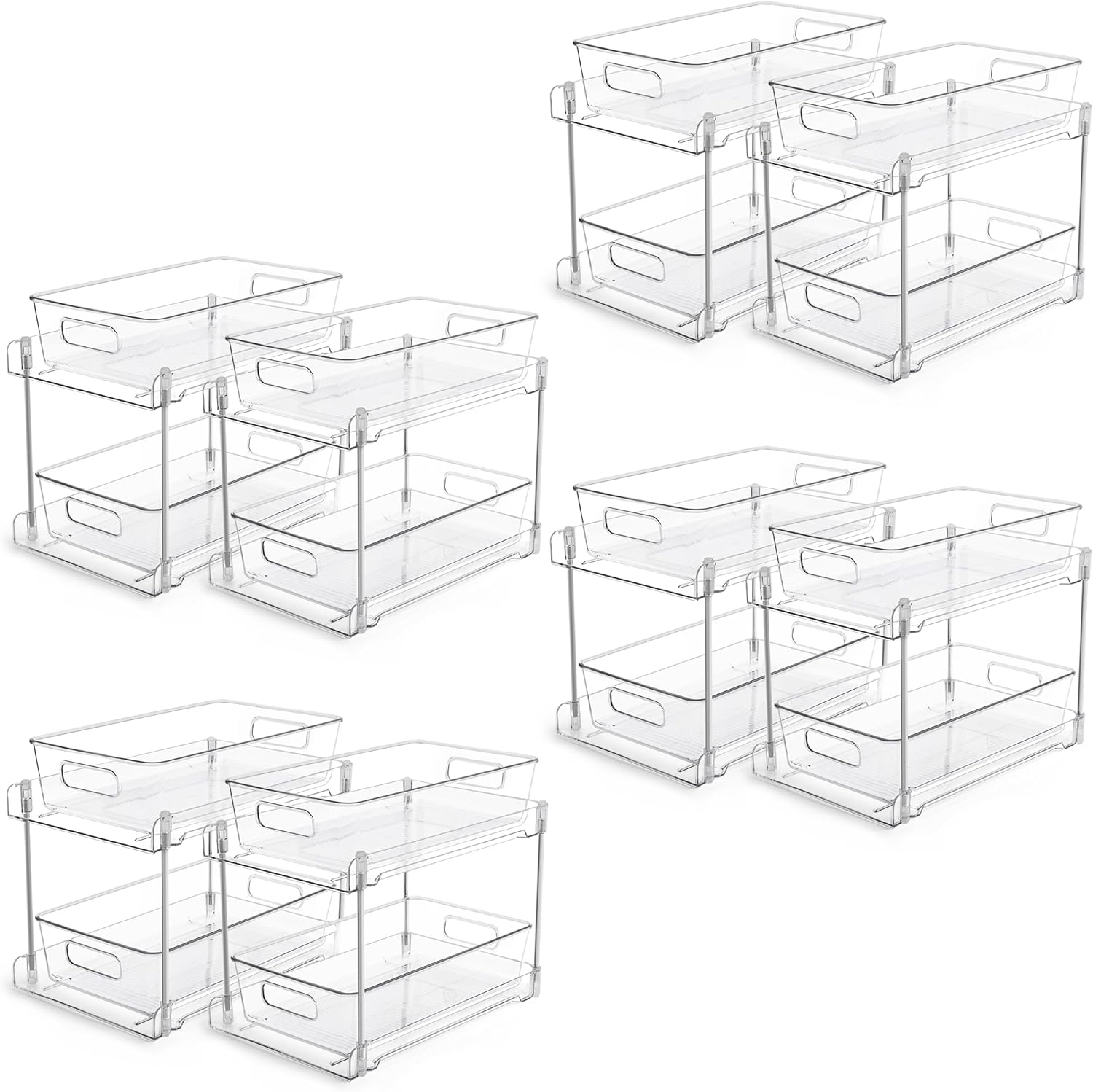 Vtopmart 4 Pack Bathroom Organizer, 2 Tier Clear Under Sink Organizers Vanity - View 2