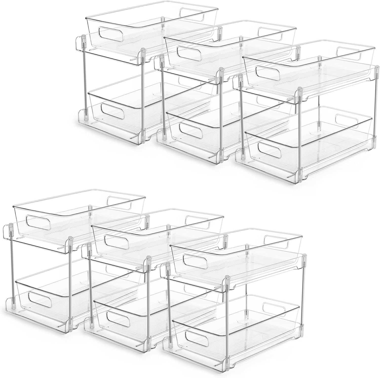 Vtopmart 4 Pack Bathroom Organizer, 2 Tier Clear Under Sink Organizers Vanity - View 3