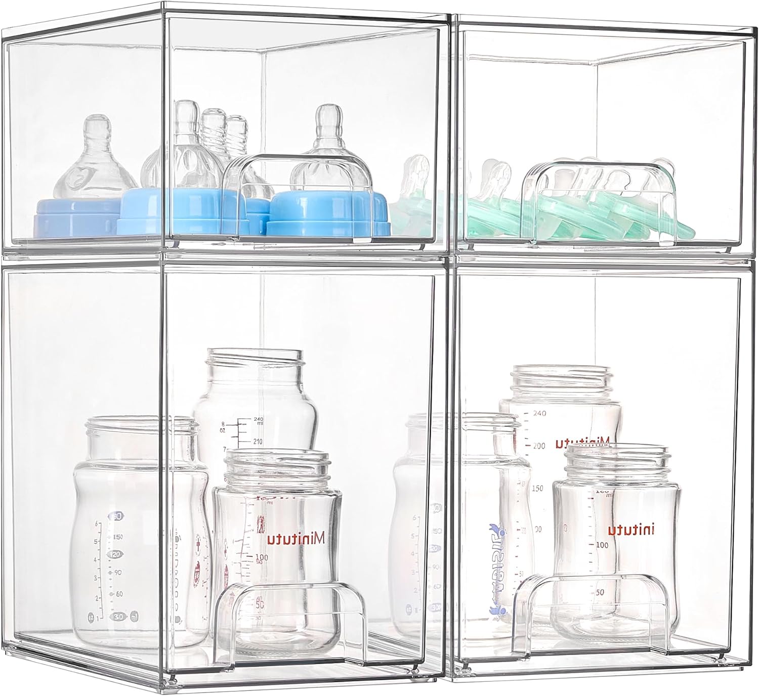 Vtopmart Stackable Storage Drawers Set of 5, Clear Plastic Organizer Bins for