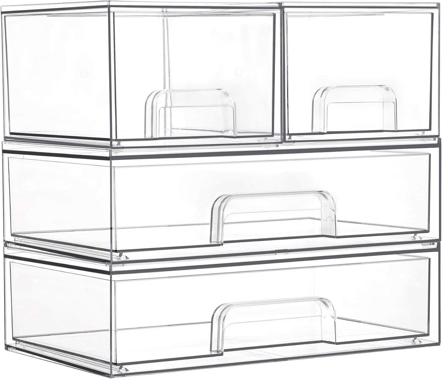 Vtopmart Stackable Storage Drawers Set of 5, Clear Plastic Organizer Bins for - View 3