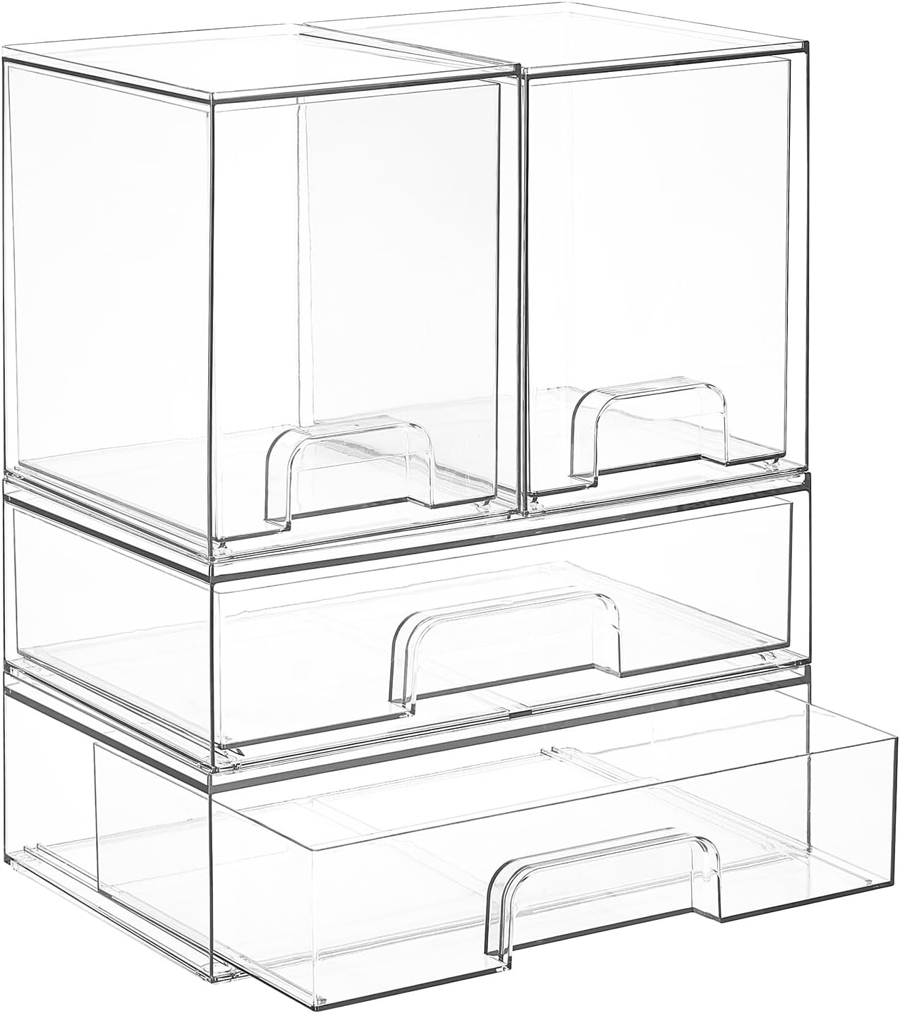 Vtopmart Stackable Storage Drawers Set of 5, Clear Plastic Organizer Bins for - View 5