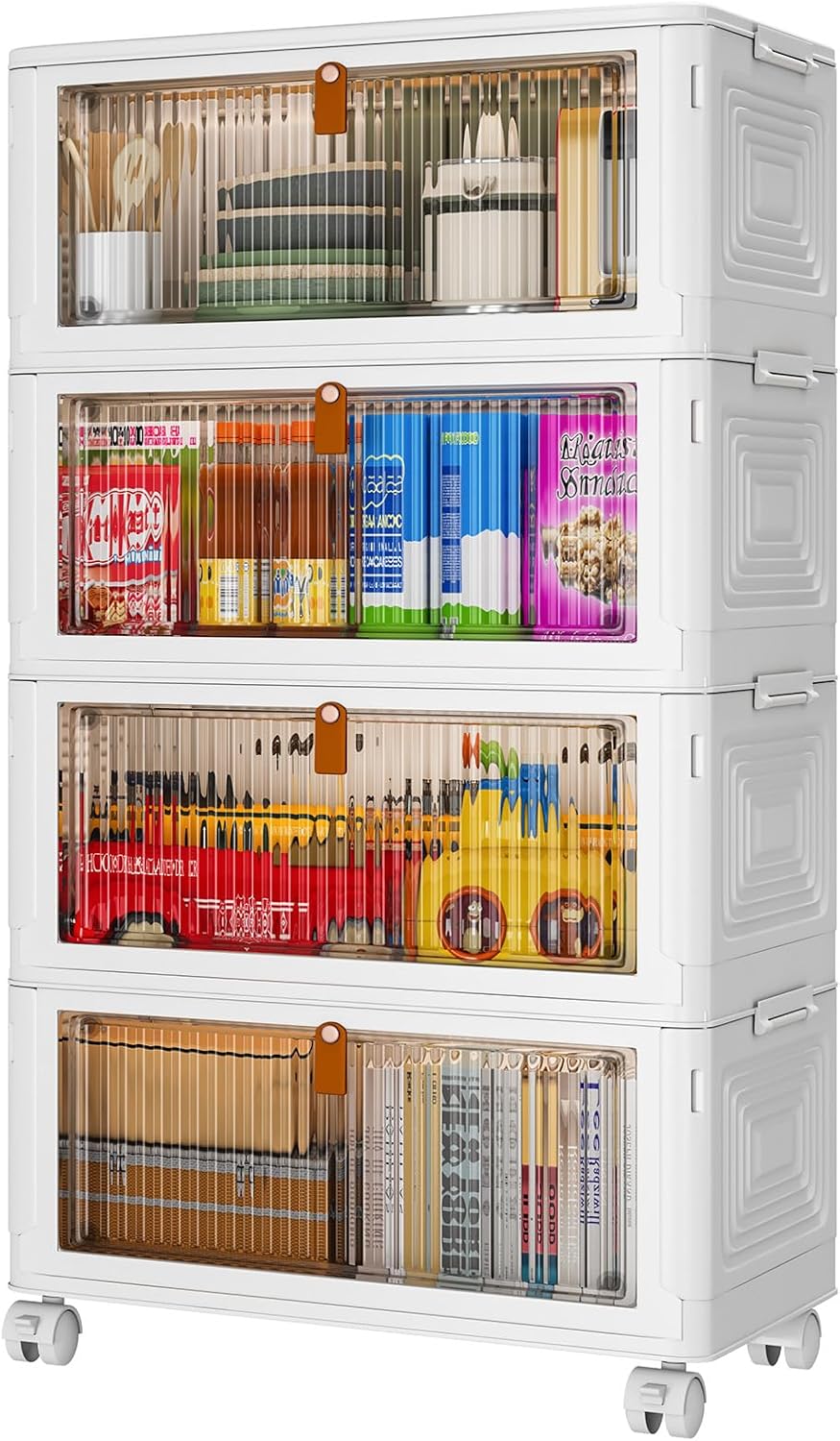 YFXCVSL 4 Tier Plastic Storage Bins with Lid 23QT, Stackable Storage Containers - View 2