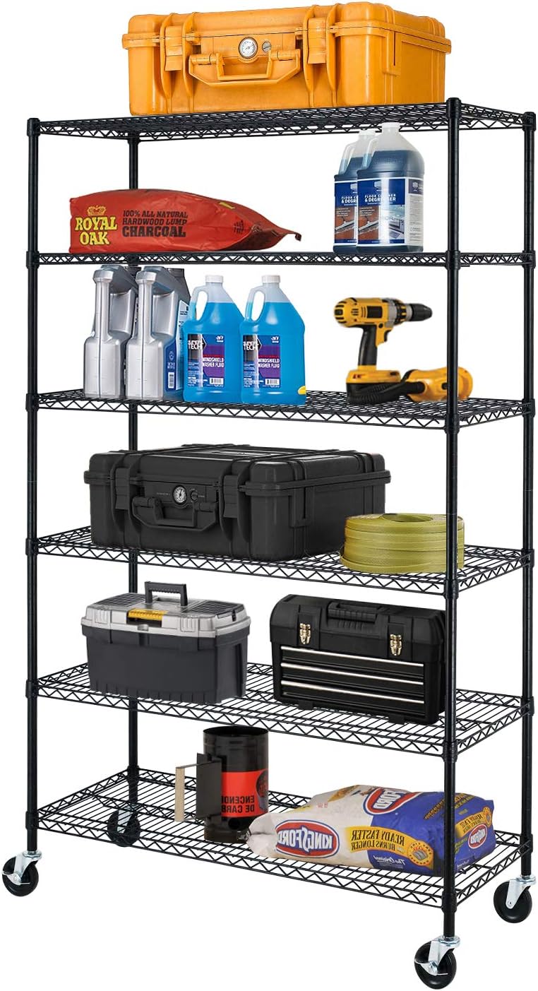 BestOffice | 4-Tier Wire Storage Shelves | 36x14x54 | Black | with Adjustable
