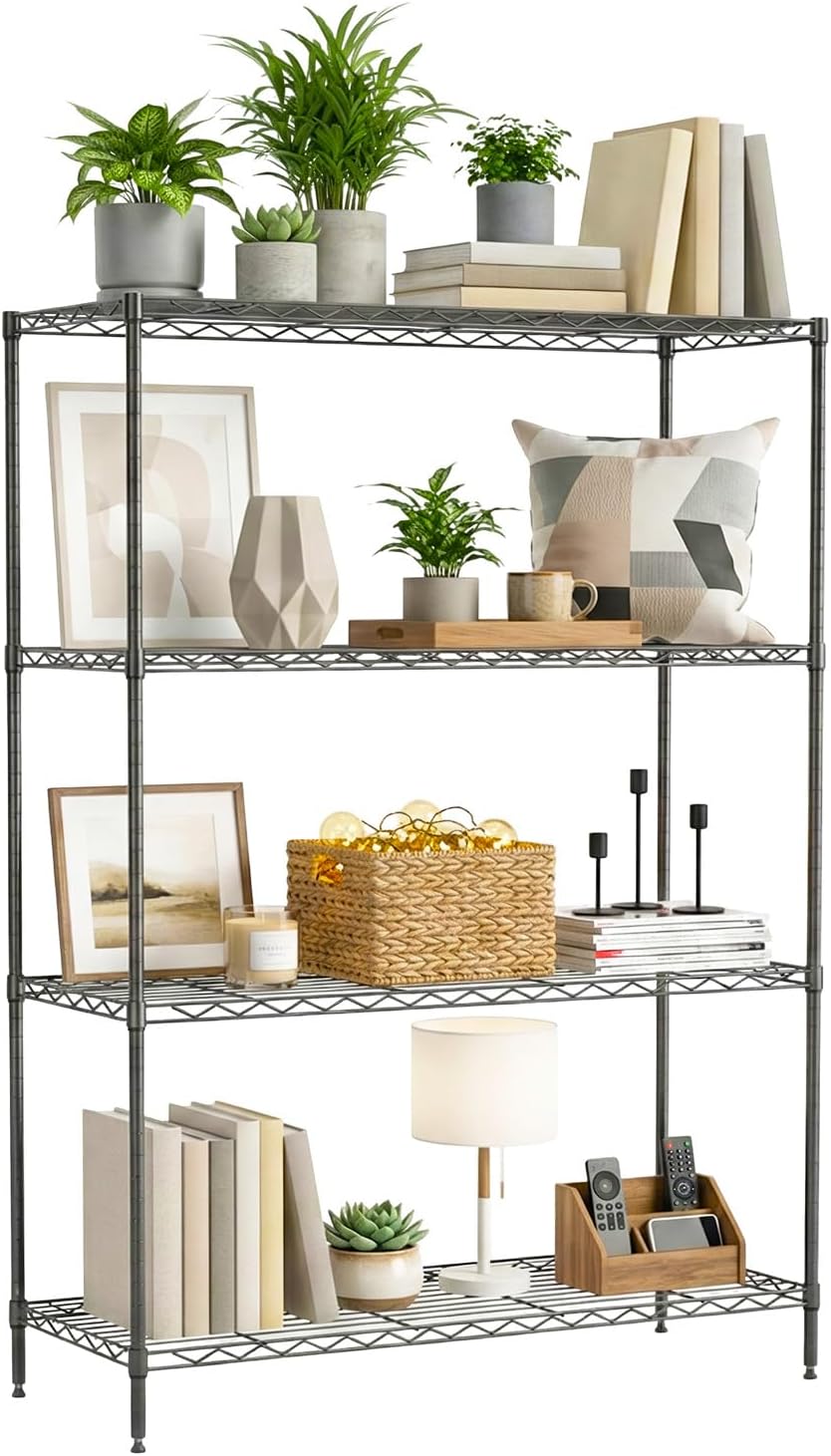 BestOffice | 4-Tier Wire Storage Shelves | 36x14x54 | Black | with Adjustable - View 2
