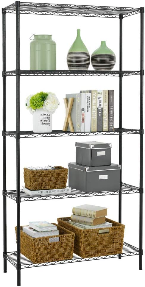 BestOffice | 4-Tier Wire Storage Shelves | 36x14x54 | Black | with Adjustable - View 3