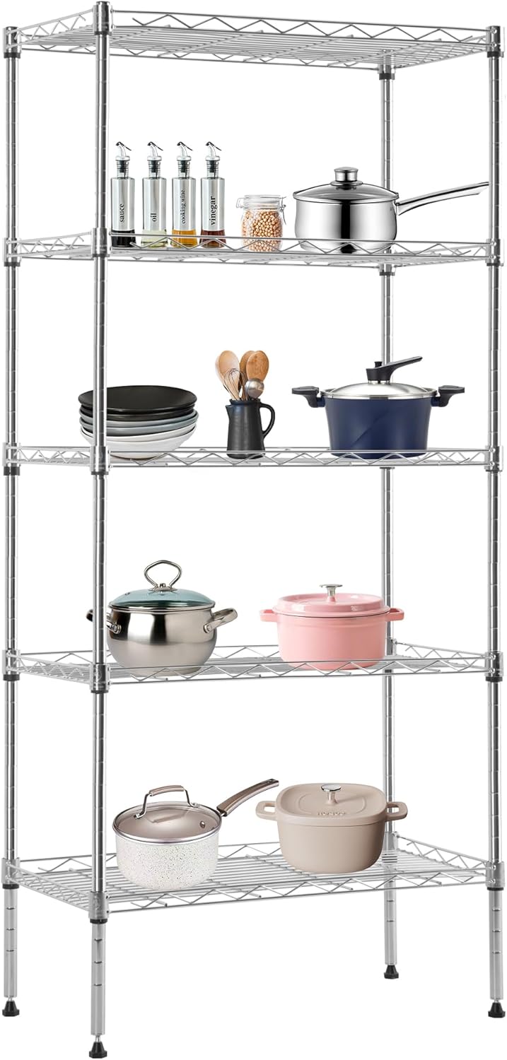 BestOffice | 4-Tier Wire Storage Shelves | 36x14x54 | Black | with Adjustable - View 5