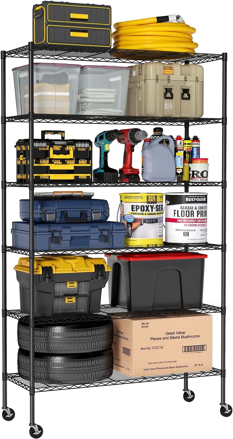 BestOffice | 4-Tier Wire Storage Shelves | 36x14x54 | Black | with Adjustable - View 6