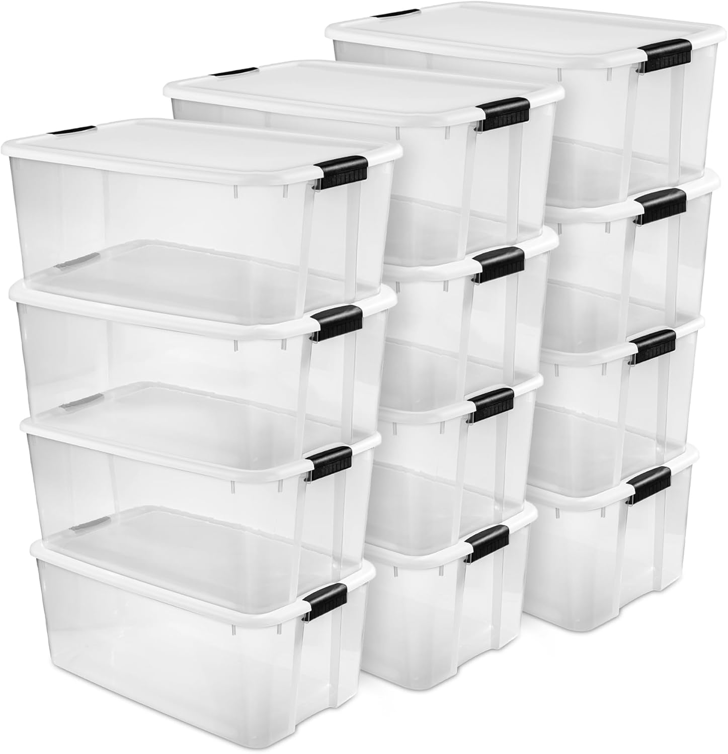 Sterilite 4-Pack Ultra Latching Box - Heavy-Duty Clear Plastic 70 Quart Storage