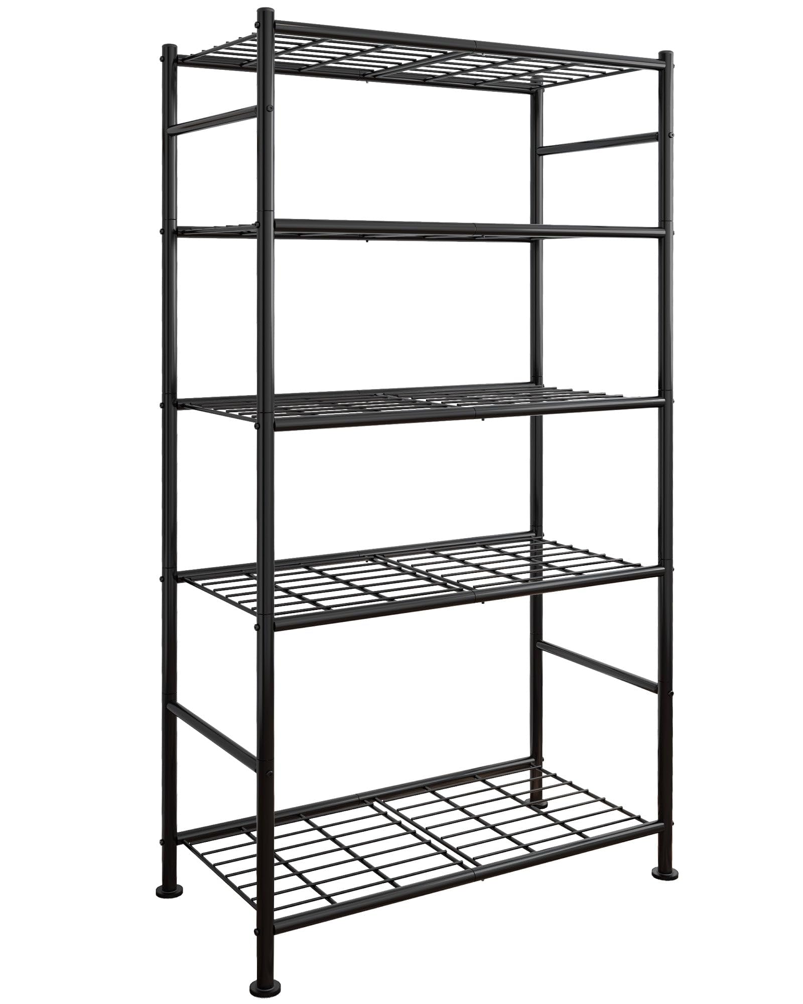 Sakugi Storage Shelves - 5 Tier Shelf Organizer, Heavy Duty Garage Shelving Unit with Leveling Feet, Stable Metal Shelves Organizer for Pantry, Kitche