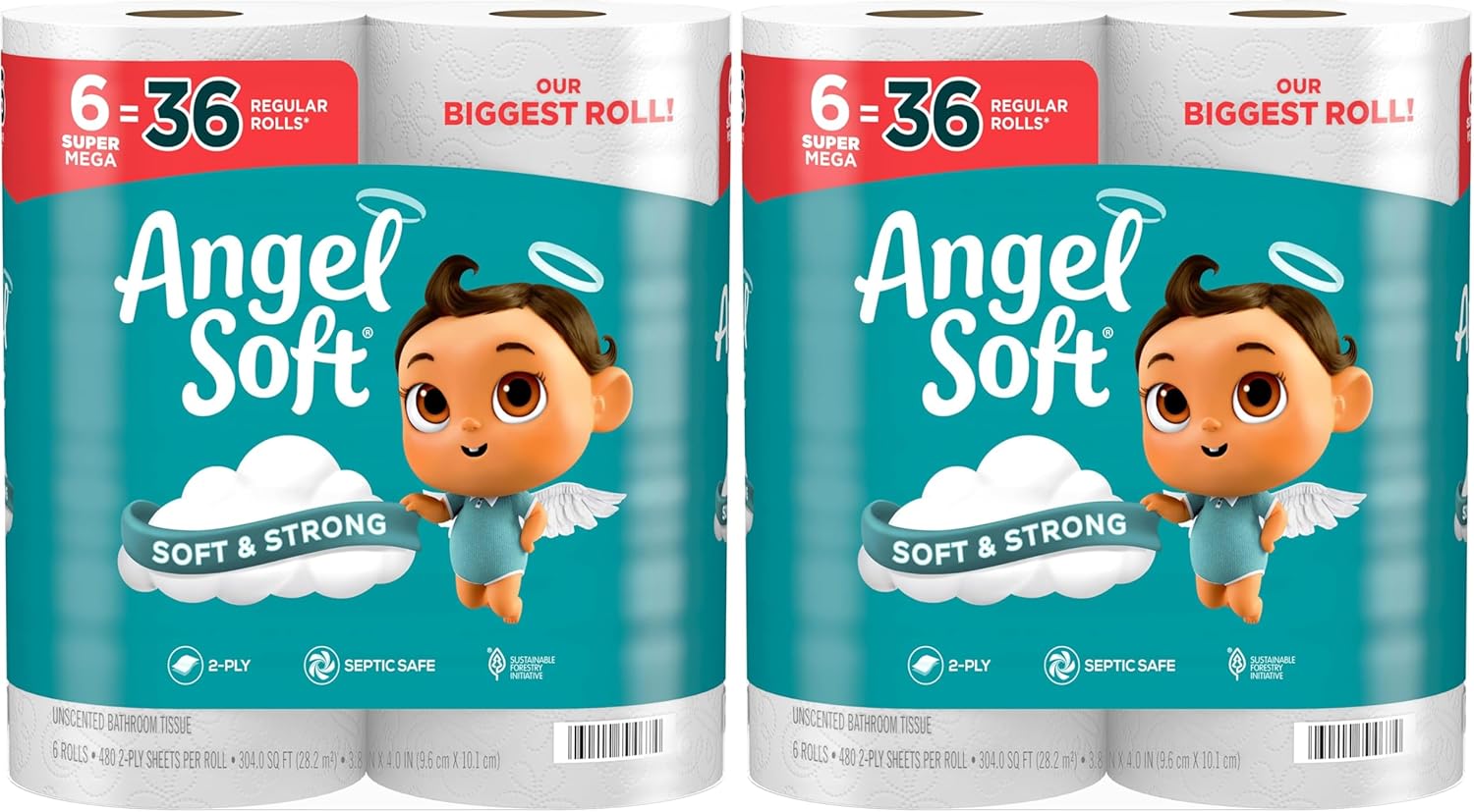 Angel Soft Toilet Paper, 48 Mega Rolls = 192 Regular Rolls, Soft and Strong - View 2