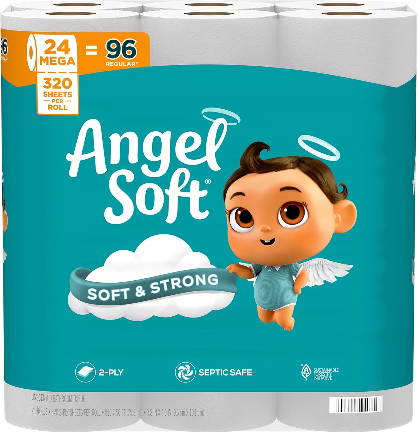Angel Soft Toilet Paper, 48 Mega Rolls = 192 Regular Rolls, Soft and Strong - View 3