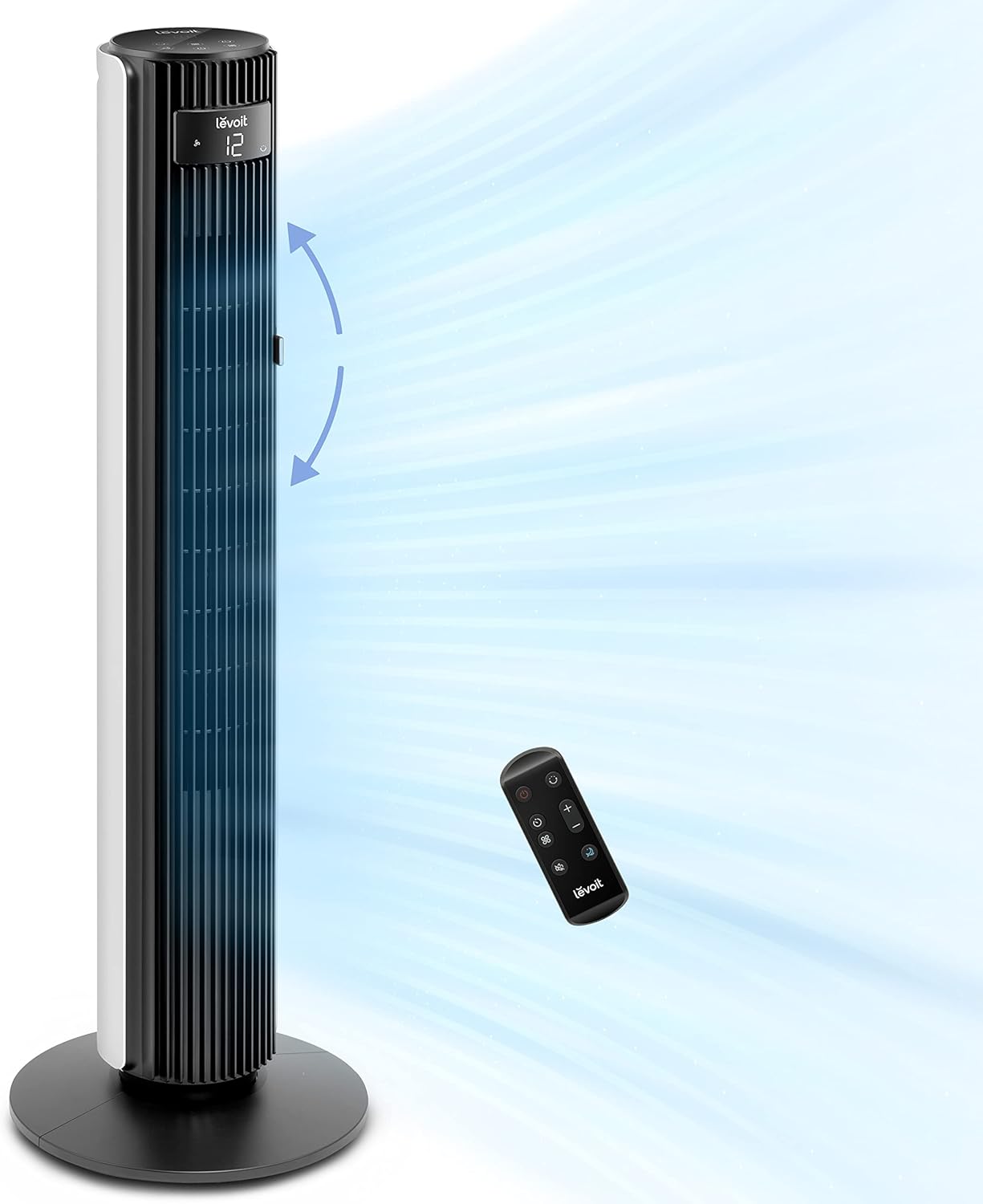LEVOIT Tower Fan for Bedroom, 90° Oscillating Standing Fan with 28dB Quiet for