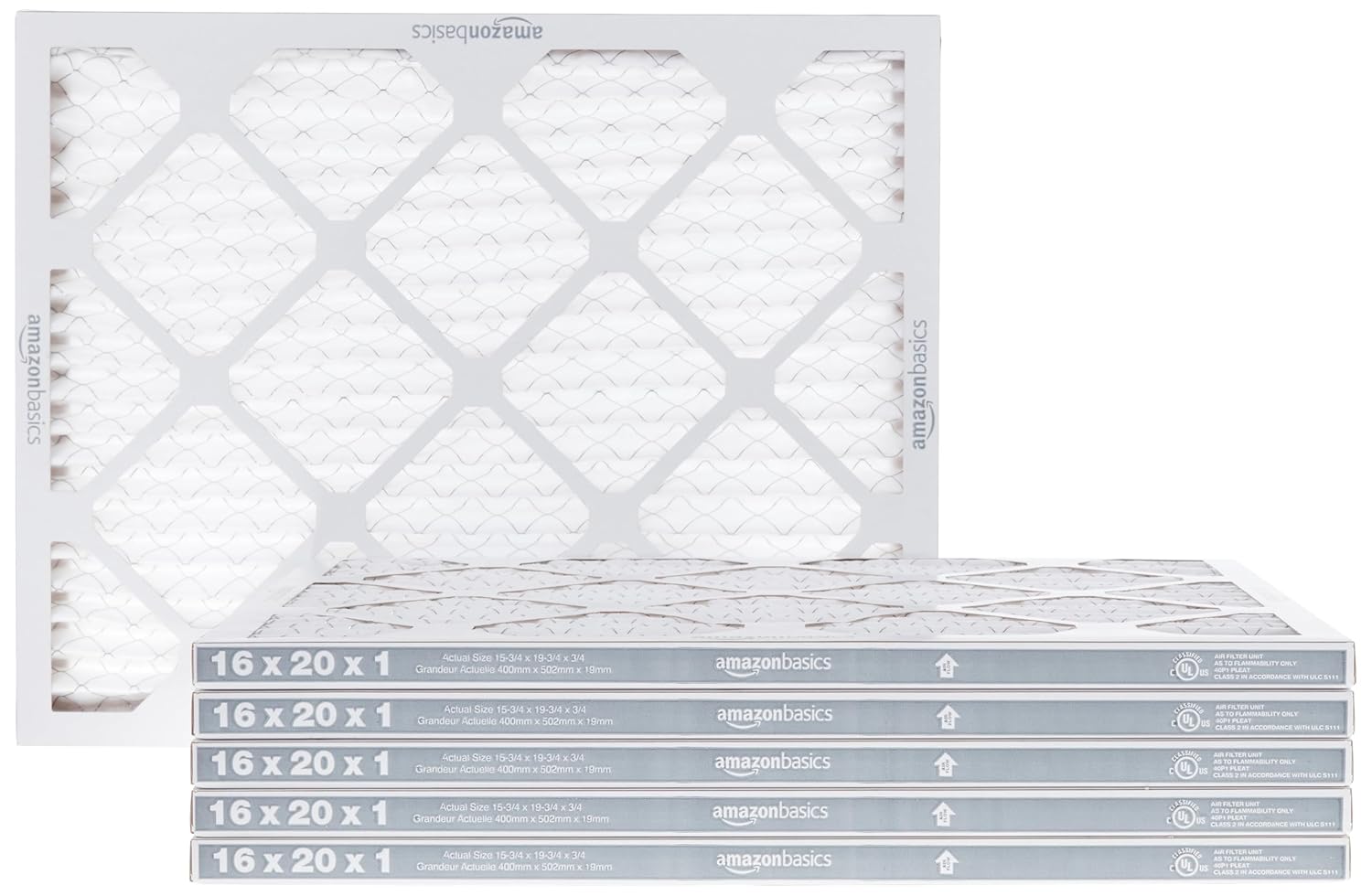Amazon Basics 20x25x1 Air Filter 6-Pack, MERV 8 AC Furnace Filters, Removes