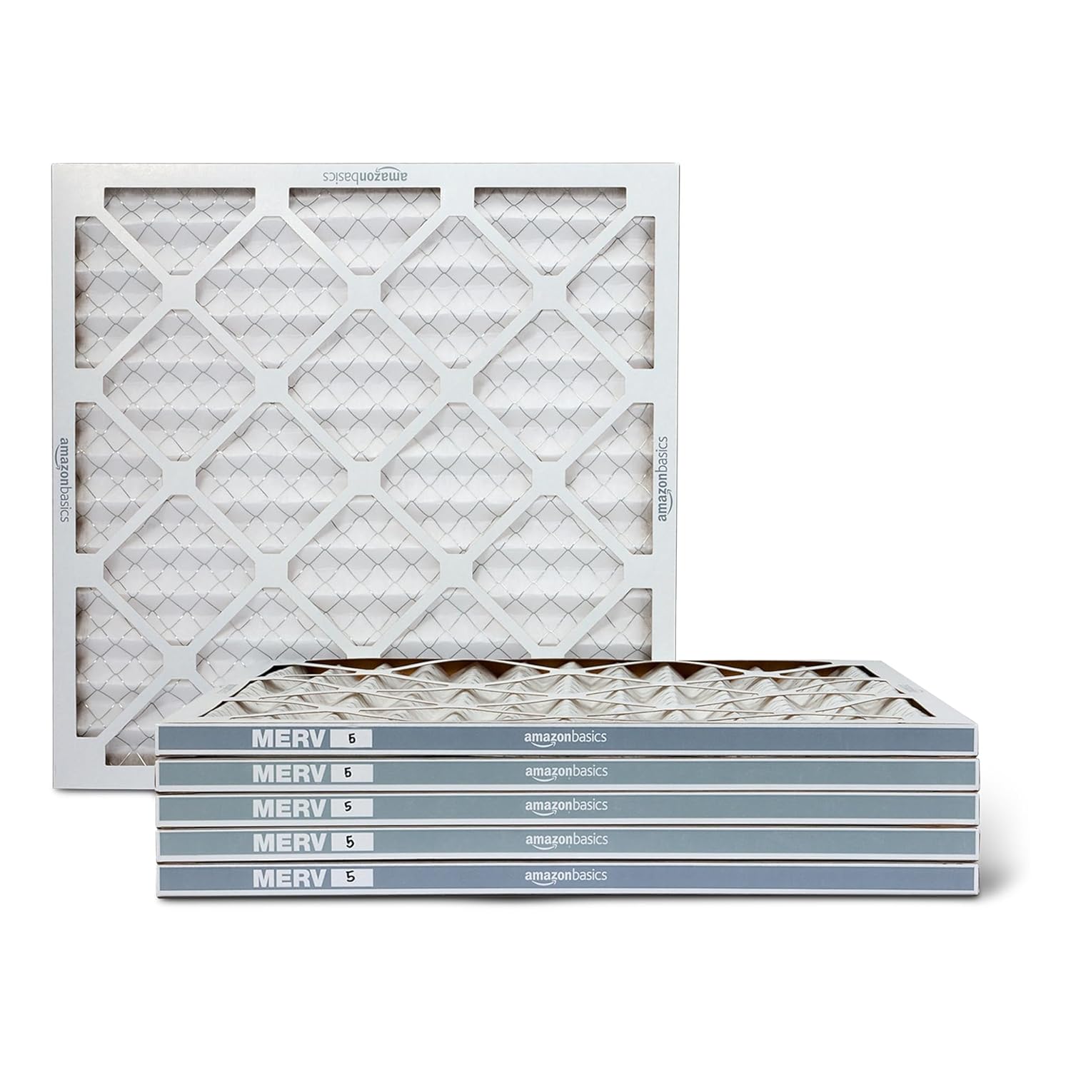 Amazon Basics 20x25x1 Air Filter 6-Pack, MERV 8 AC Furnace Filters, Removes - View 6