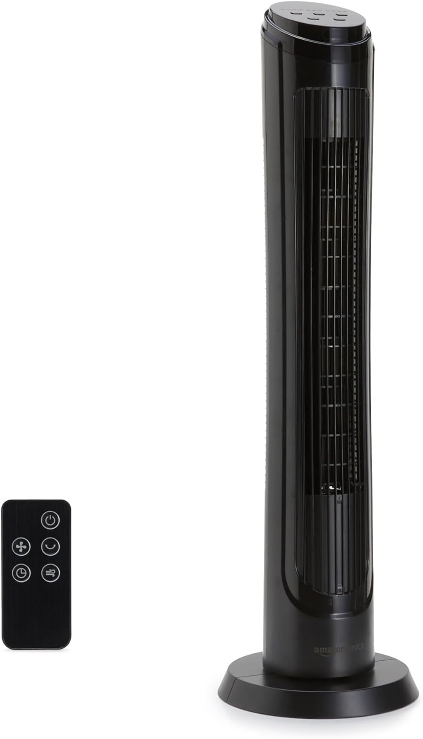 Amazon Basics 28" 60-Degree Oscillating Tower Fan with Powerful Airflow for - View 2