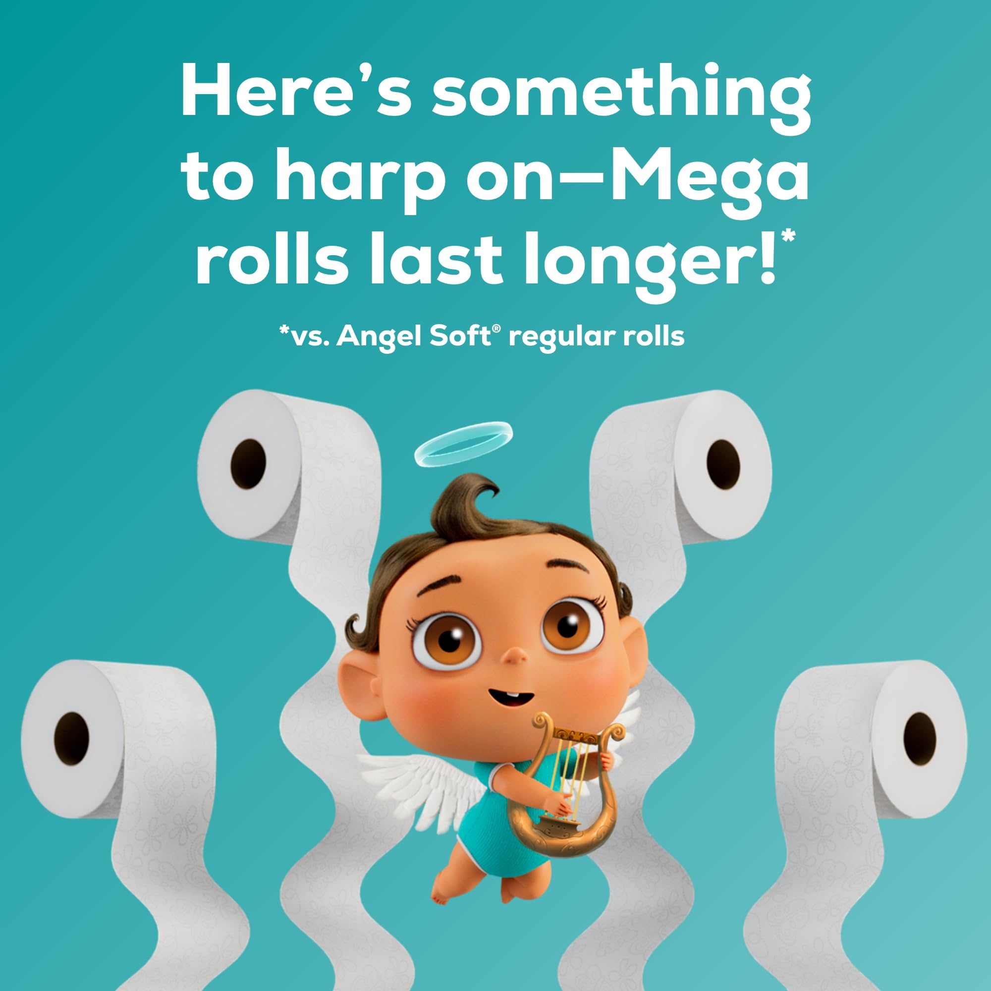 Angel Soft Toilet Paper, 48 Mega Rolls = 192 Regular Rolls, Soft and Strong Toilet Tissue detail view 4