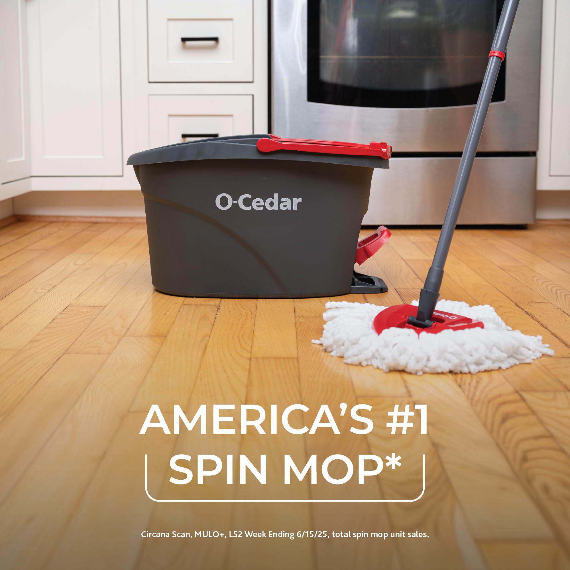 O-Cedar EasyWring Microfiber Spin Mop, Bucket Floor Cleaning System, Red, Gray, Standard detail view 2