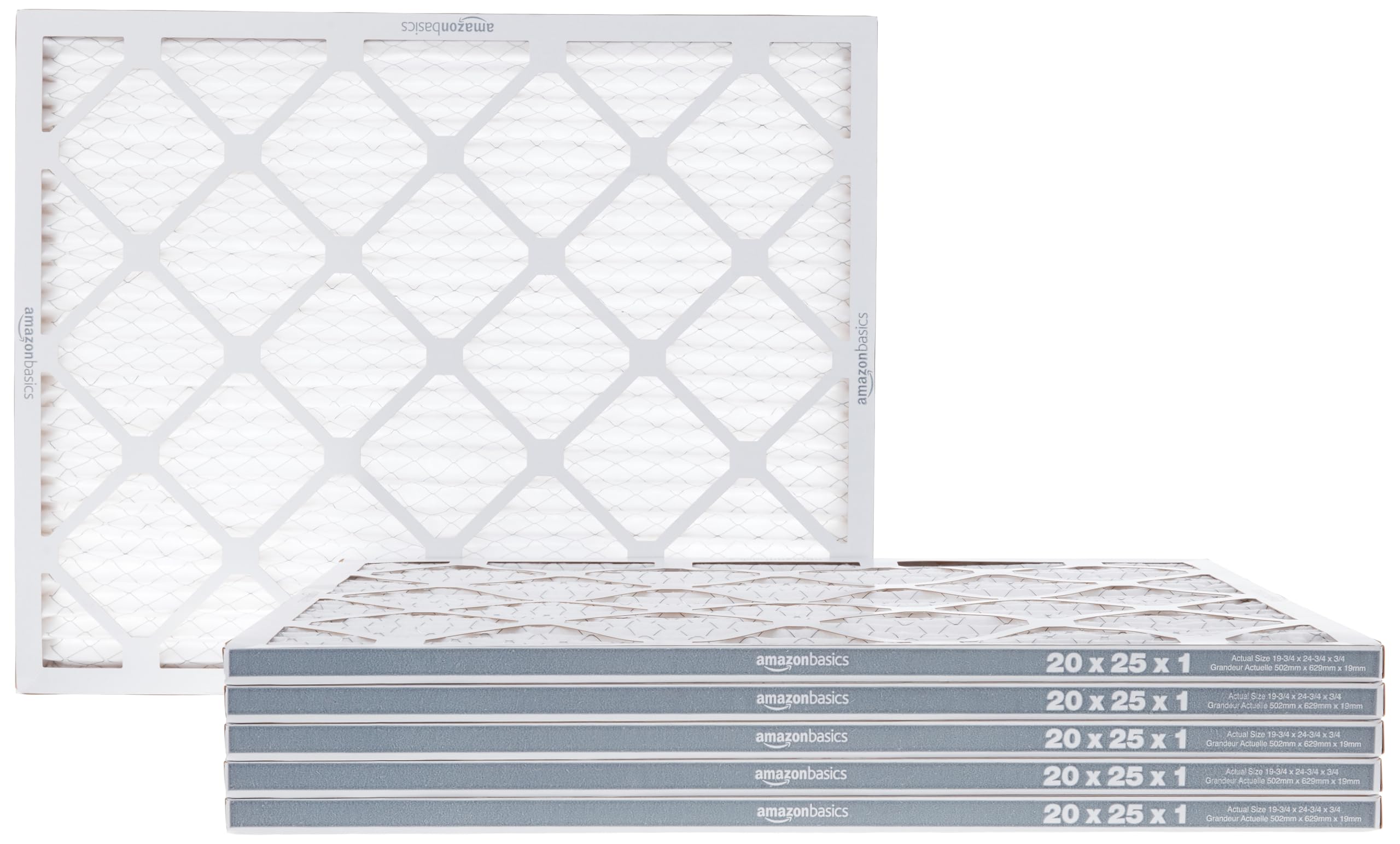 Amazon Basics 20x25x1 Air Filter 6-Pack, MERV 8 AC Furnace Filters, Removes Dust, Electrostatic, Allergy Control